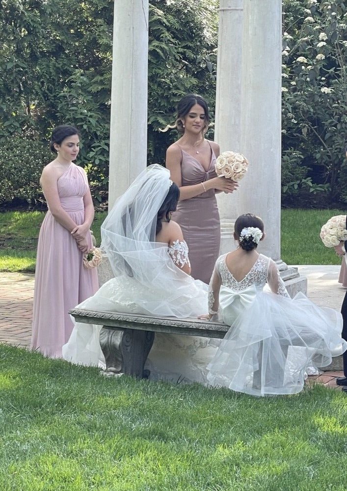 Princess Daliana Applique Sheer Sleeve Tiered Dress 1923 - Image 11