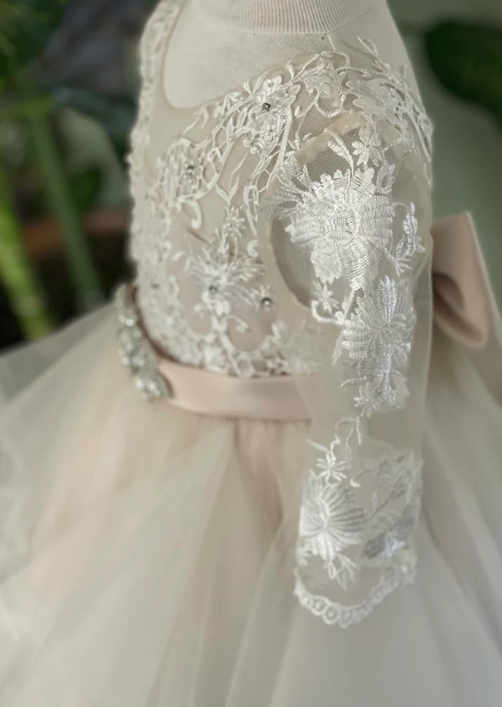 Princess Daliana Applique Sheer Sleeve Tiered Dress 1923 - Image 7