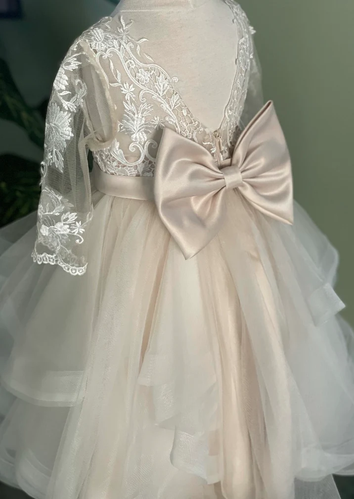 Princess Daliana Applique Sheer Sleeve Tiered Dress 1923 - Image 8