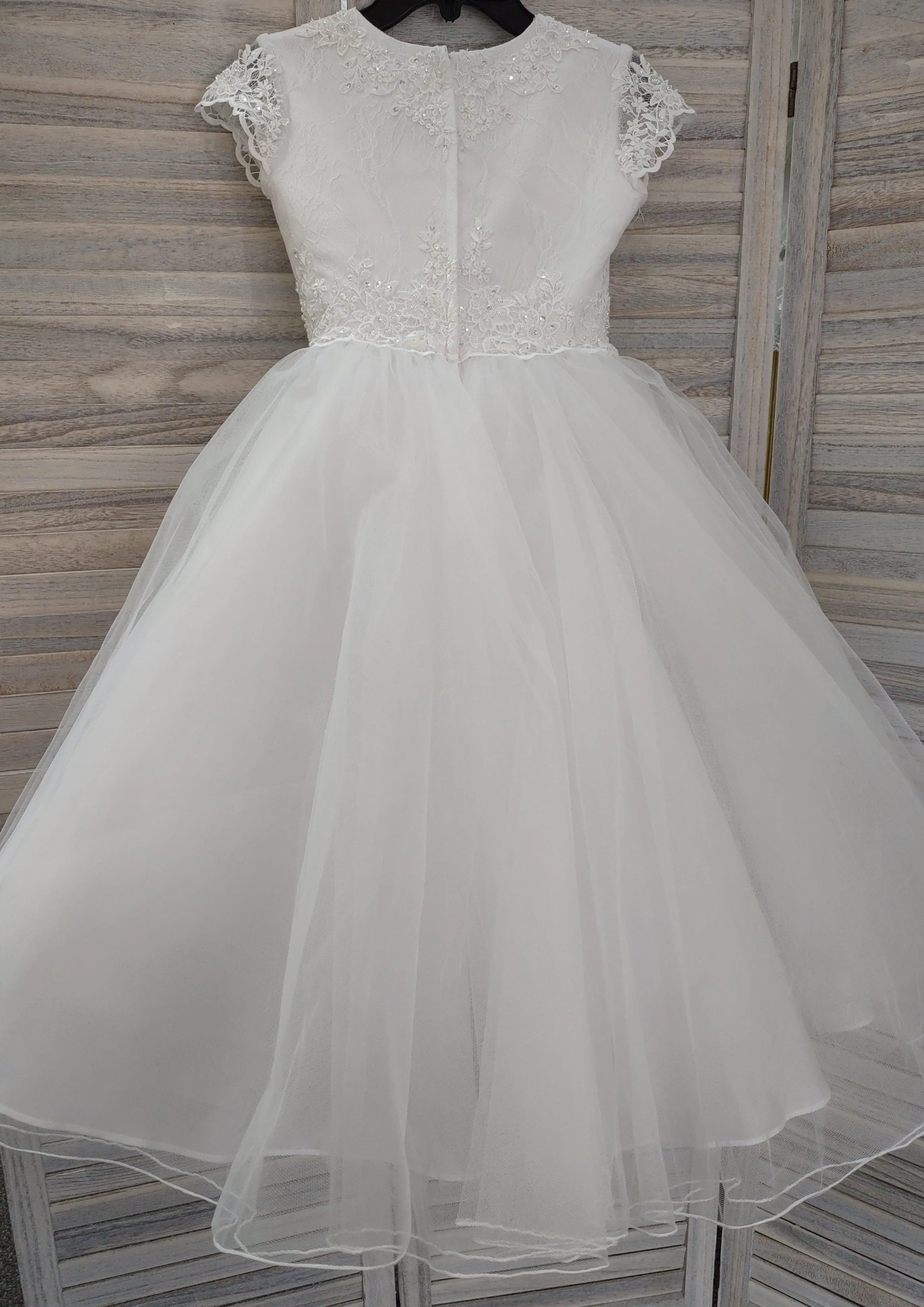 Joan Calabrese Beaded Lace Short Sleeve Communion Dress 120356 - Image 7