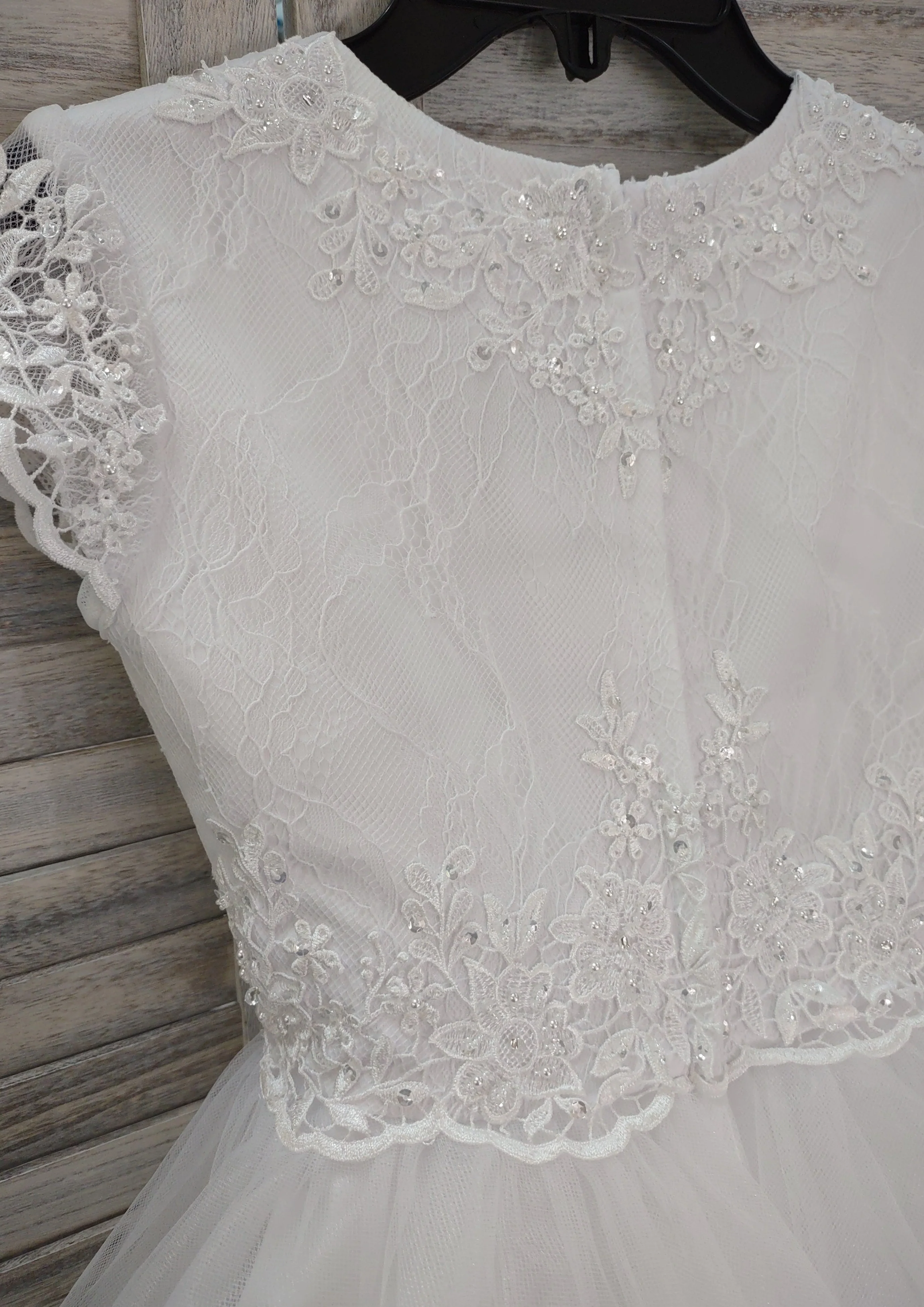 Joan Calabrese Beaded Lace Short Sleeve Communion Dress 120356 - Image 8