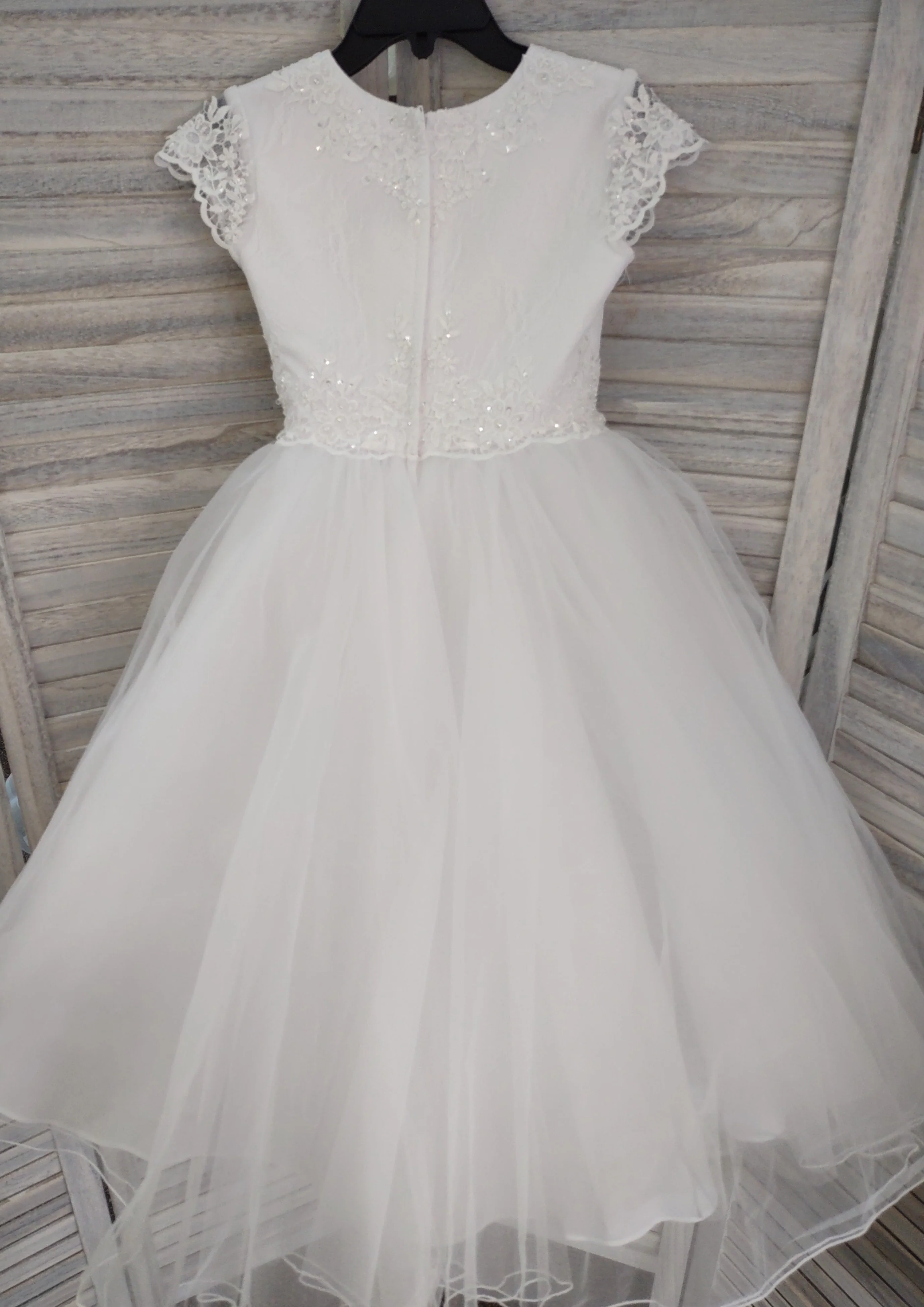 Joan Calabrese Beaded Lace Short Sleeve Communion Dress 120356 - Image 9