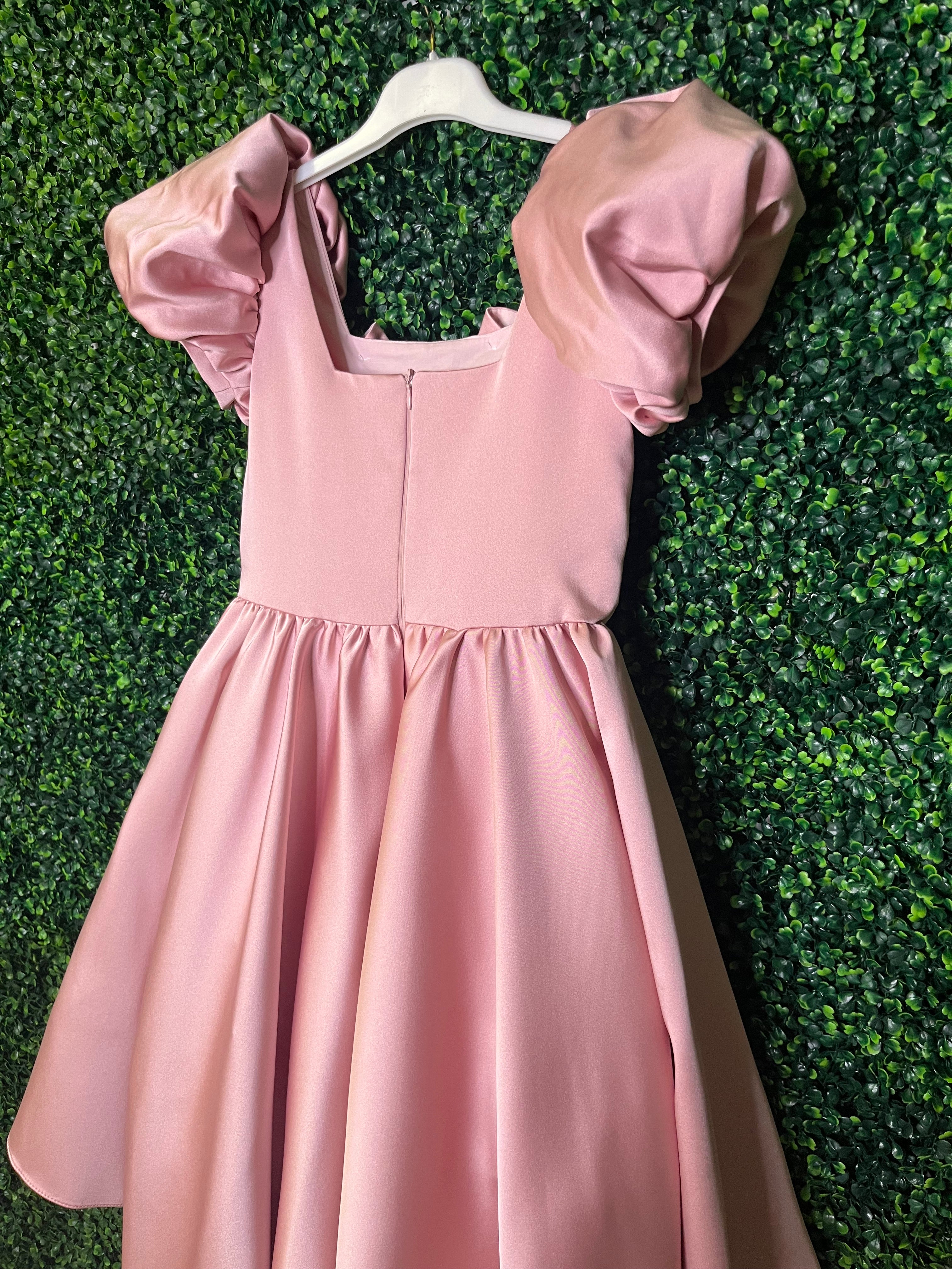 Girls' Rose Satin Special Occasion Dress 4802 - Image 5