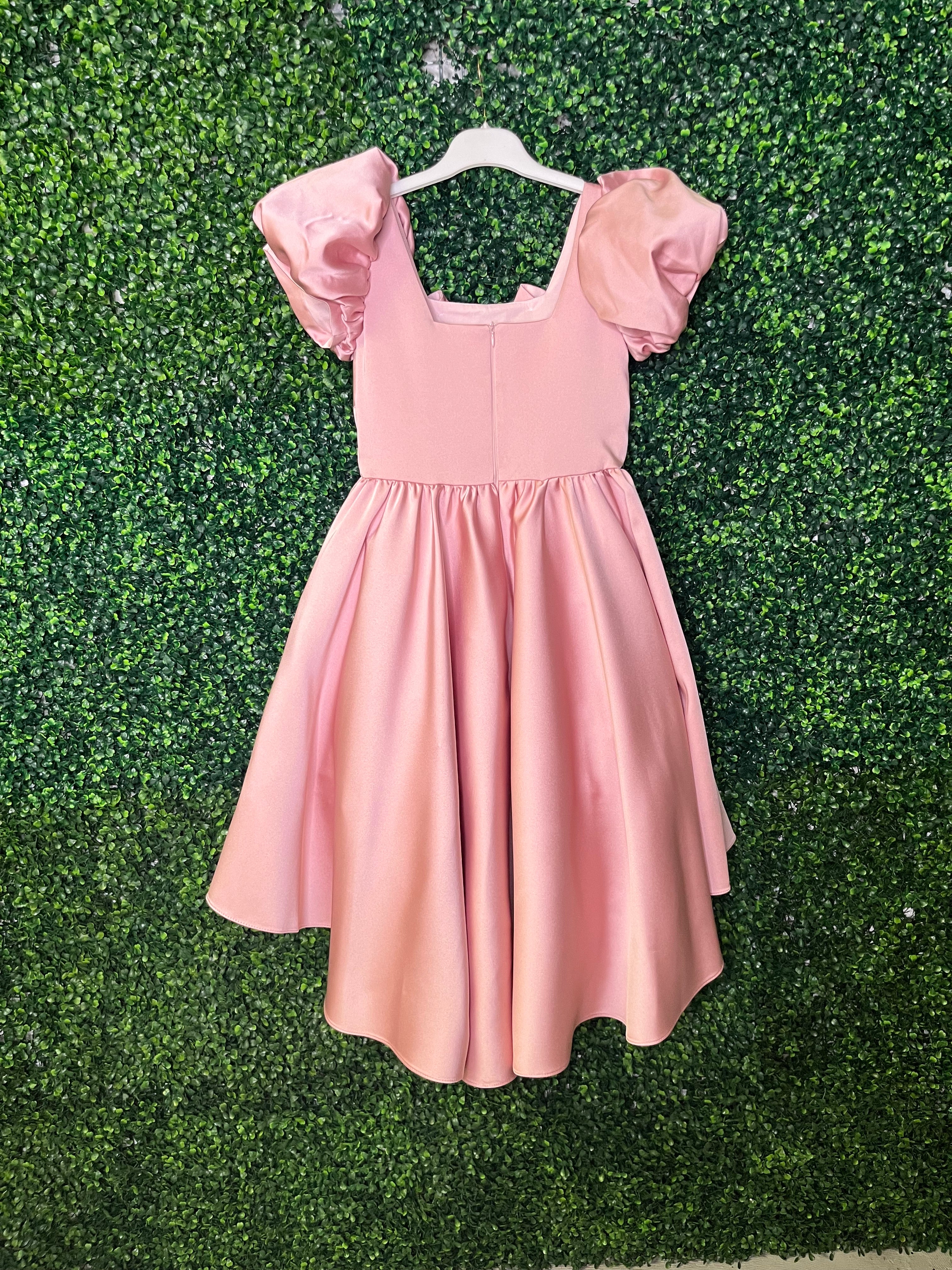 Girls' Rose Satin Special Occasion Dress 4802 - Image 6