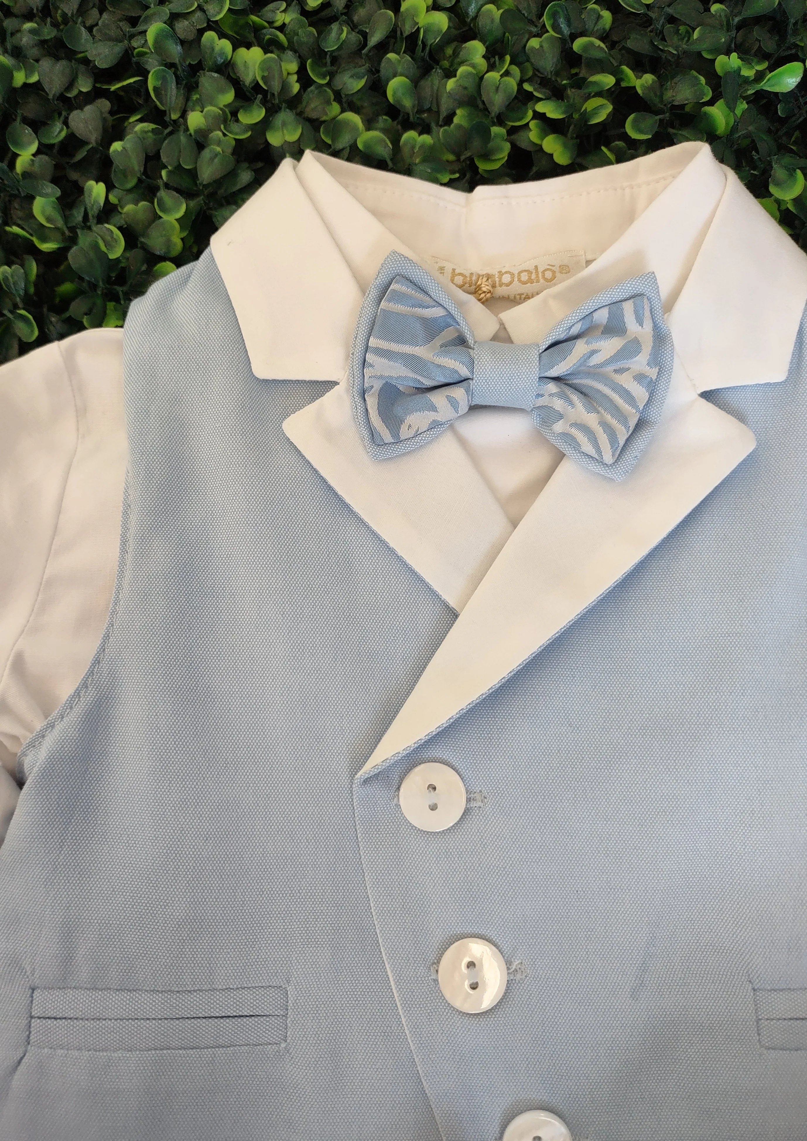 Bimbalo Boys' 5 Piece Light Blue Shorts and Vest Outfit with Cap 4717 - Image 3