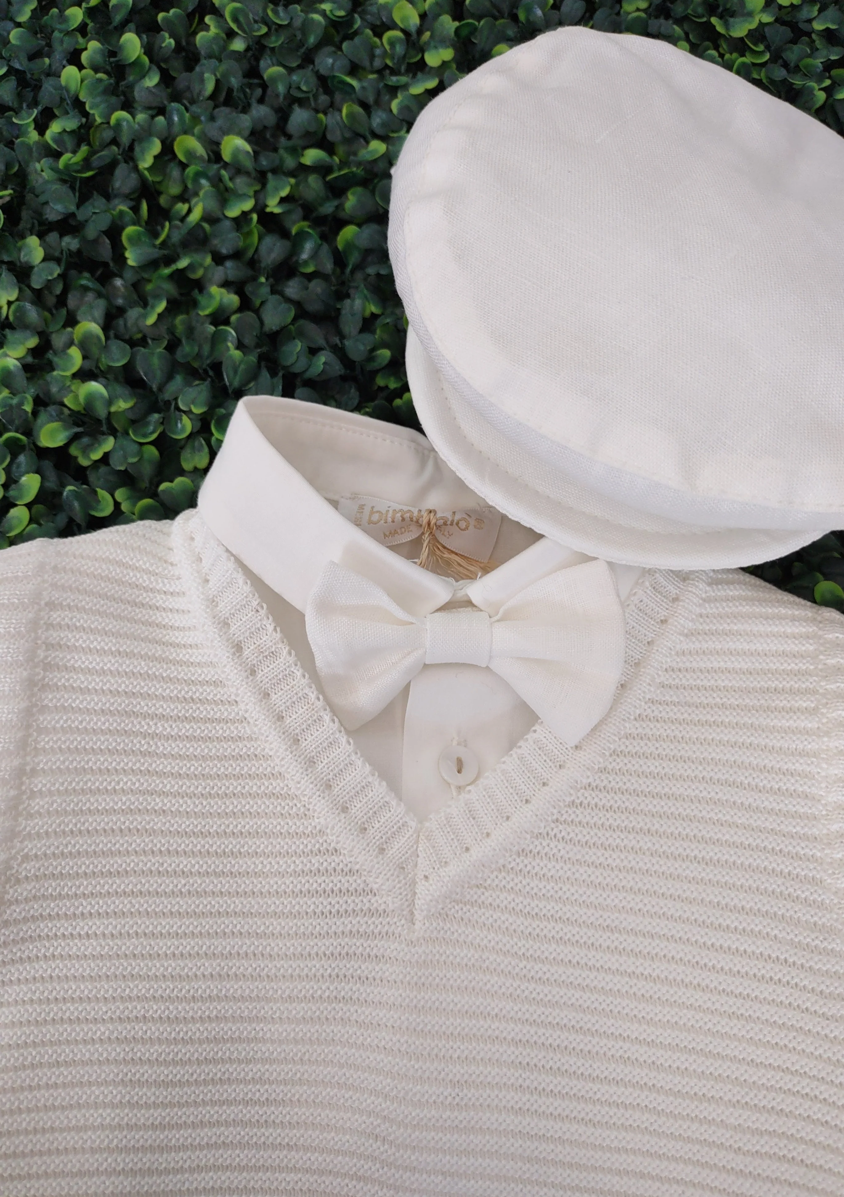 Bimbalo Boys' 5 Piece Off White Linen and Knit Outfit 6080 - Image 3
