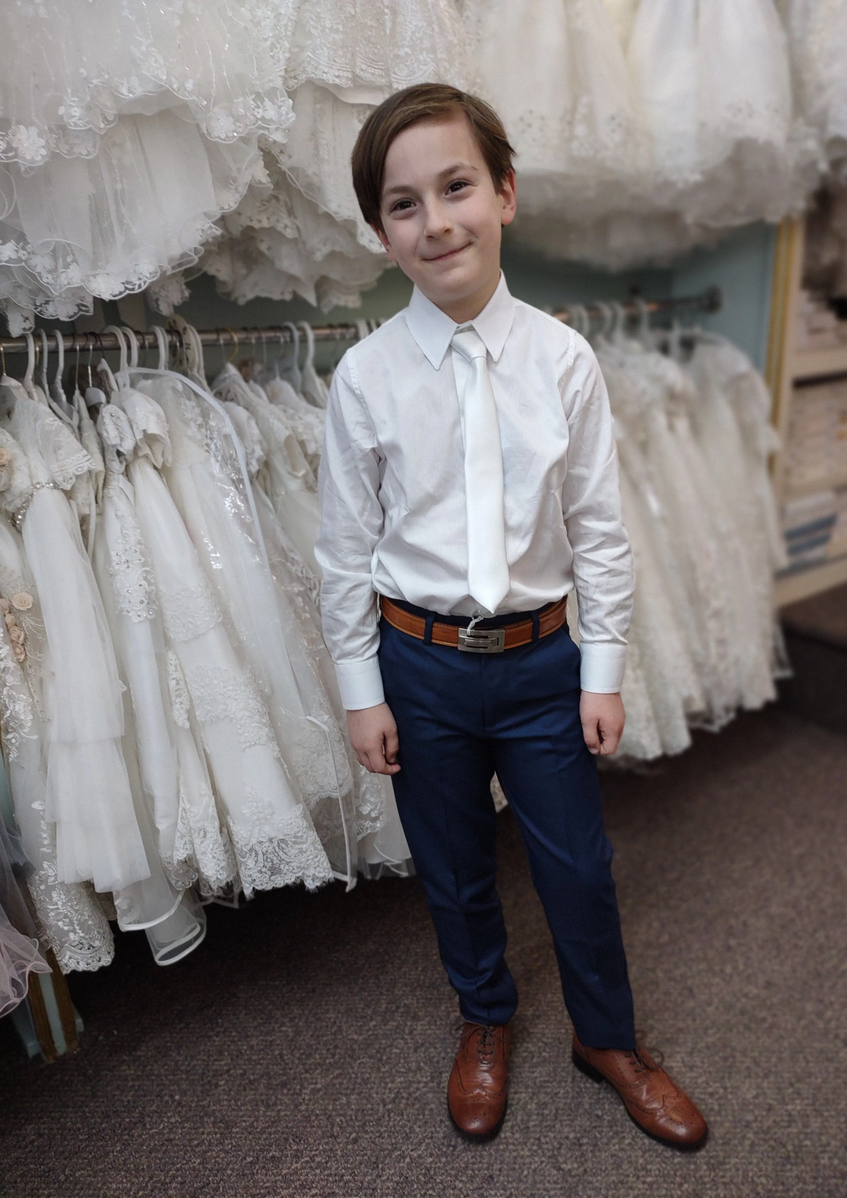 Michelina Bimbi Boys’ 100% Silk White Satin Tie - Image 3