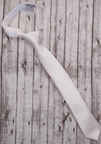 Michelina Bimbi Boys’ 100% Silk White Satin Tie - Image 4