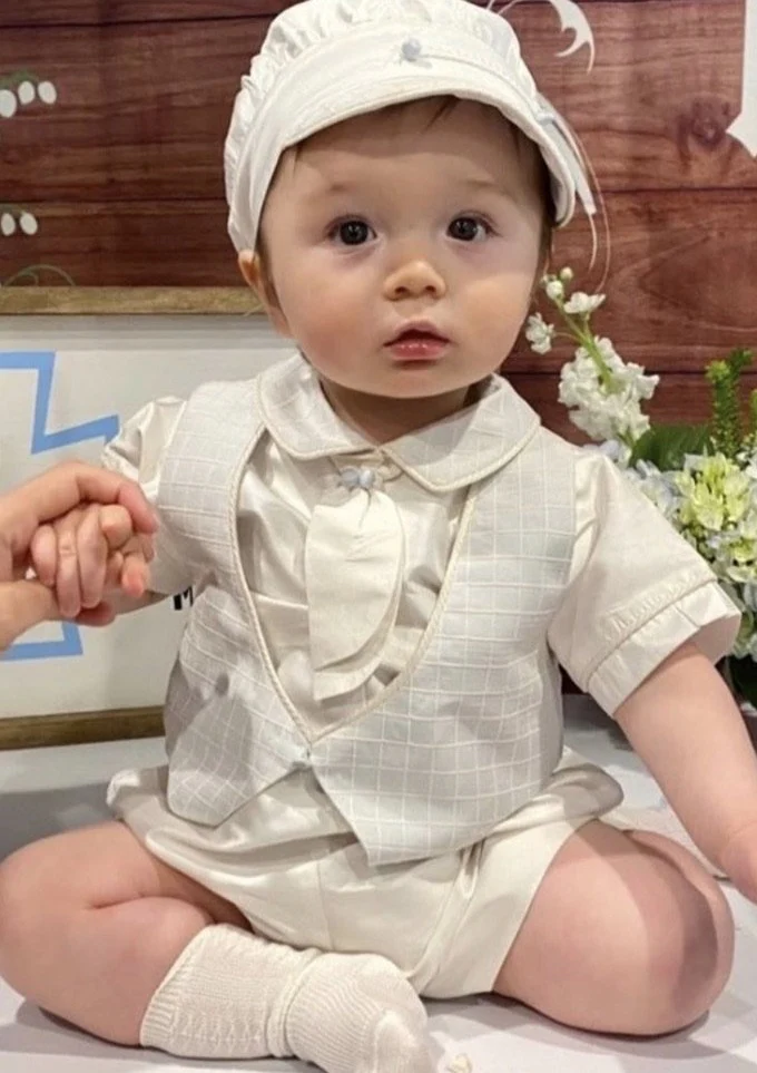 Piccolo Bacio Boys' Feliciano Baptism Outfit with Subtle Contrast - Image 4