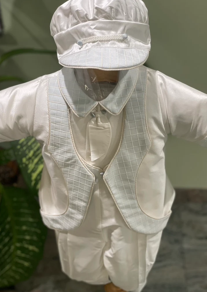 Piccolo Bacio Boys' Feliciano Baptism Outfit with Subtle Contrast - Image 5