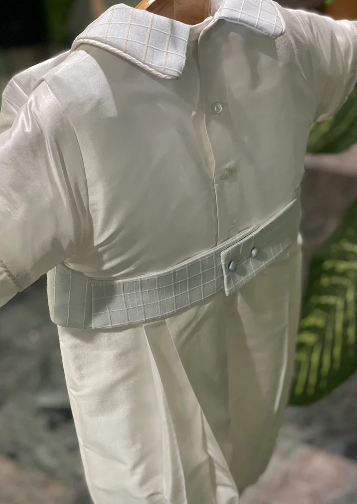 Piccolo Bacio Boys' Feliciano Baptism Outfit with Subtle Contrast - Image 8