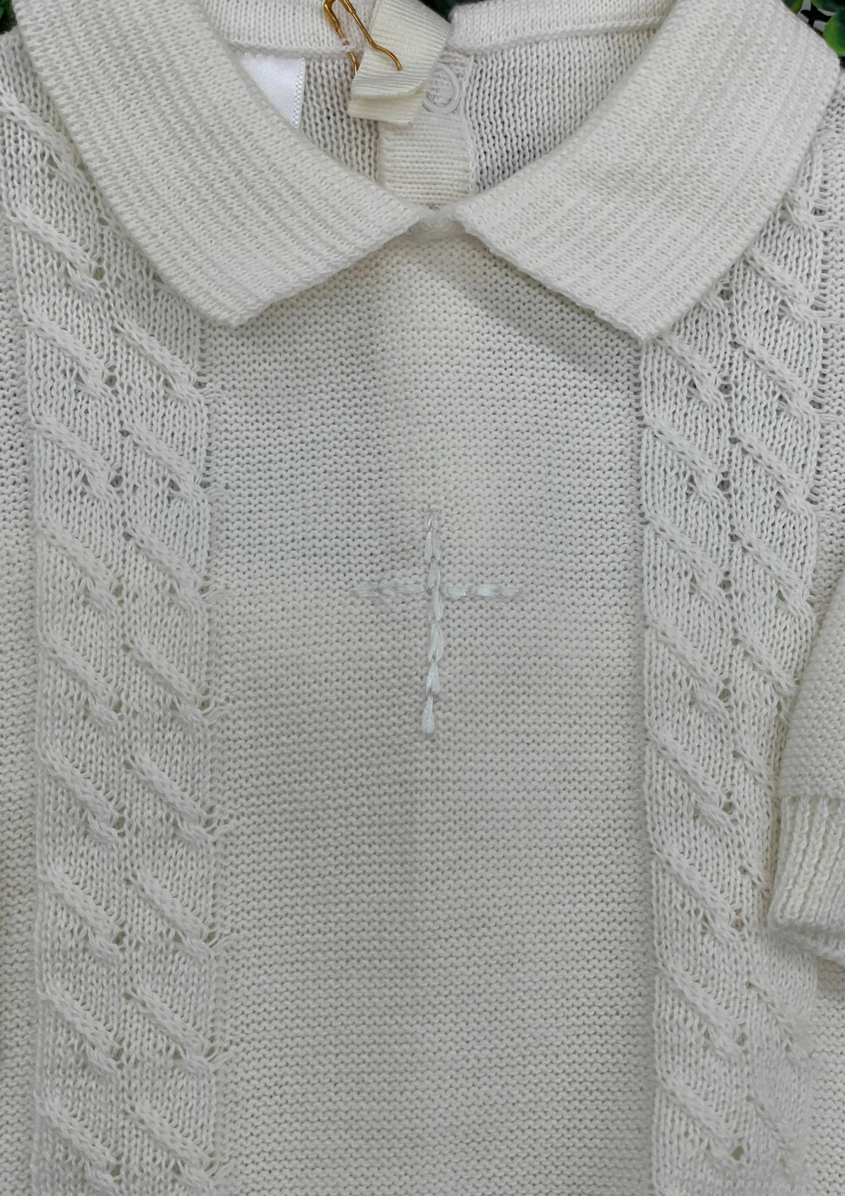Boys Knit Cotton 3 pc Christening Changing Outfit - Image 5