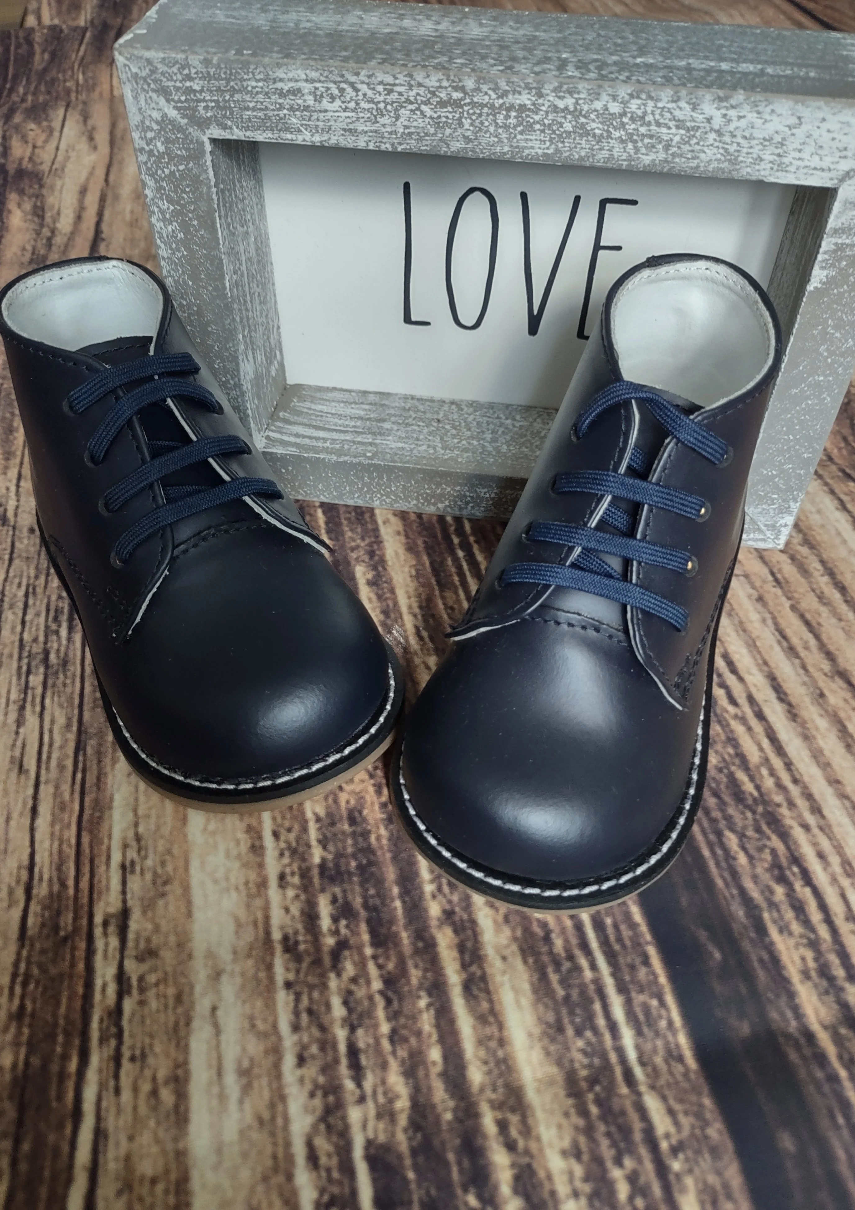 Josmo Logan Boys Navy Leather Walking Shoes - Image 3
