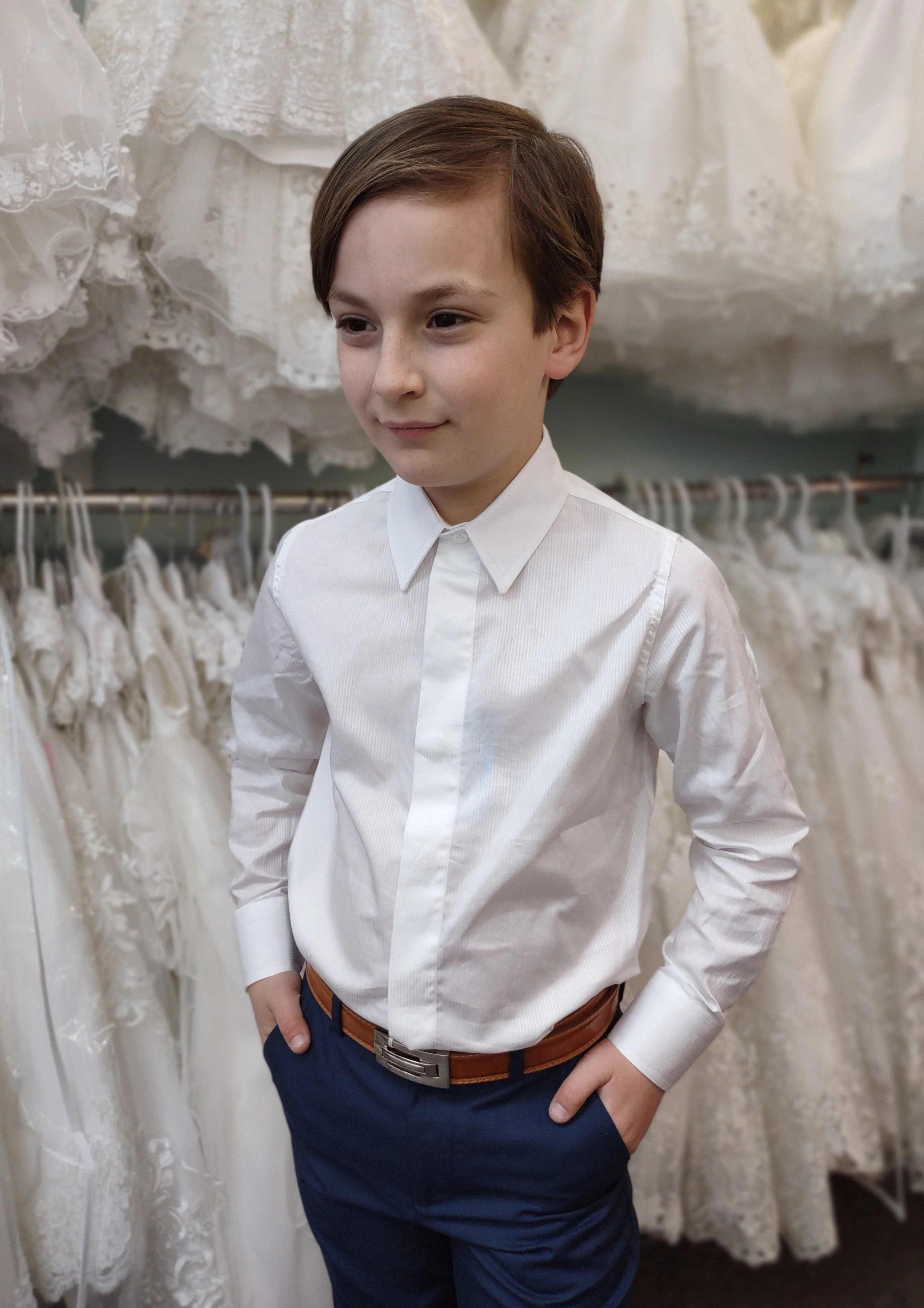 Italian Boys Mille Righe Dress Shirt - Image 3