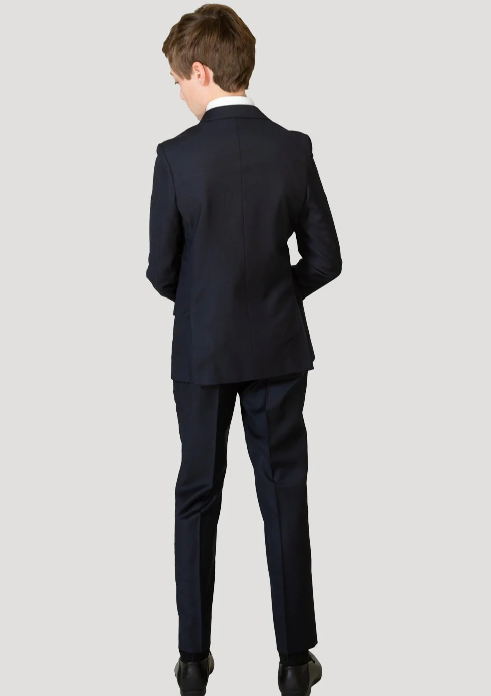 Boys Wool Gaberdine Classic 2 Button Navy Suit - Image 4