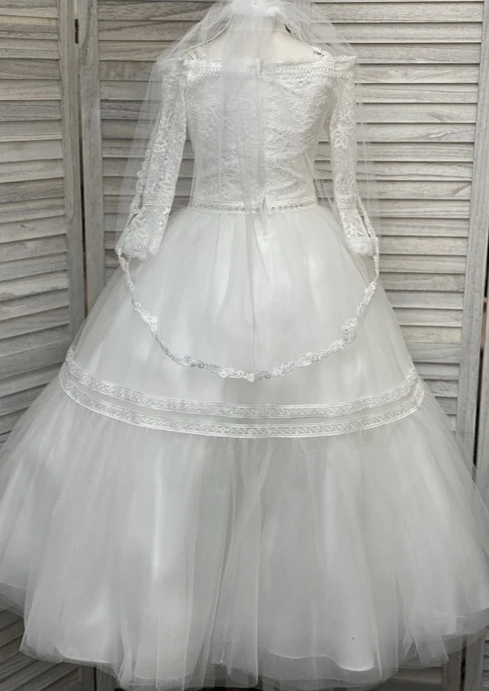 Macis Design Full Length Long Sleeve Communion Dress 1965 - Image 10