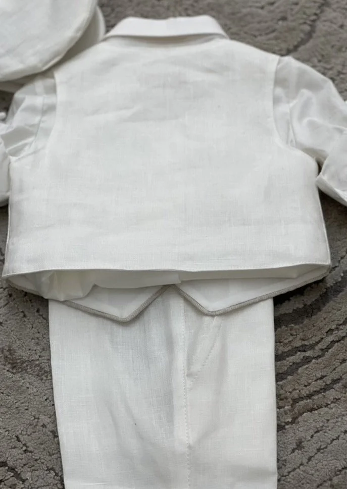 Boys Linen Christening Outfit - Image 5