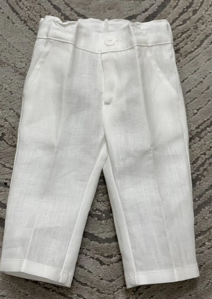 Boys Linen Christening Outfit - Image 6