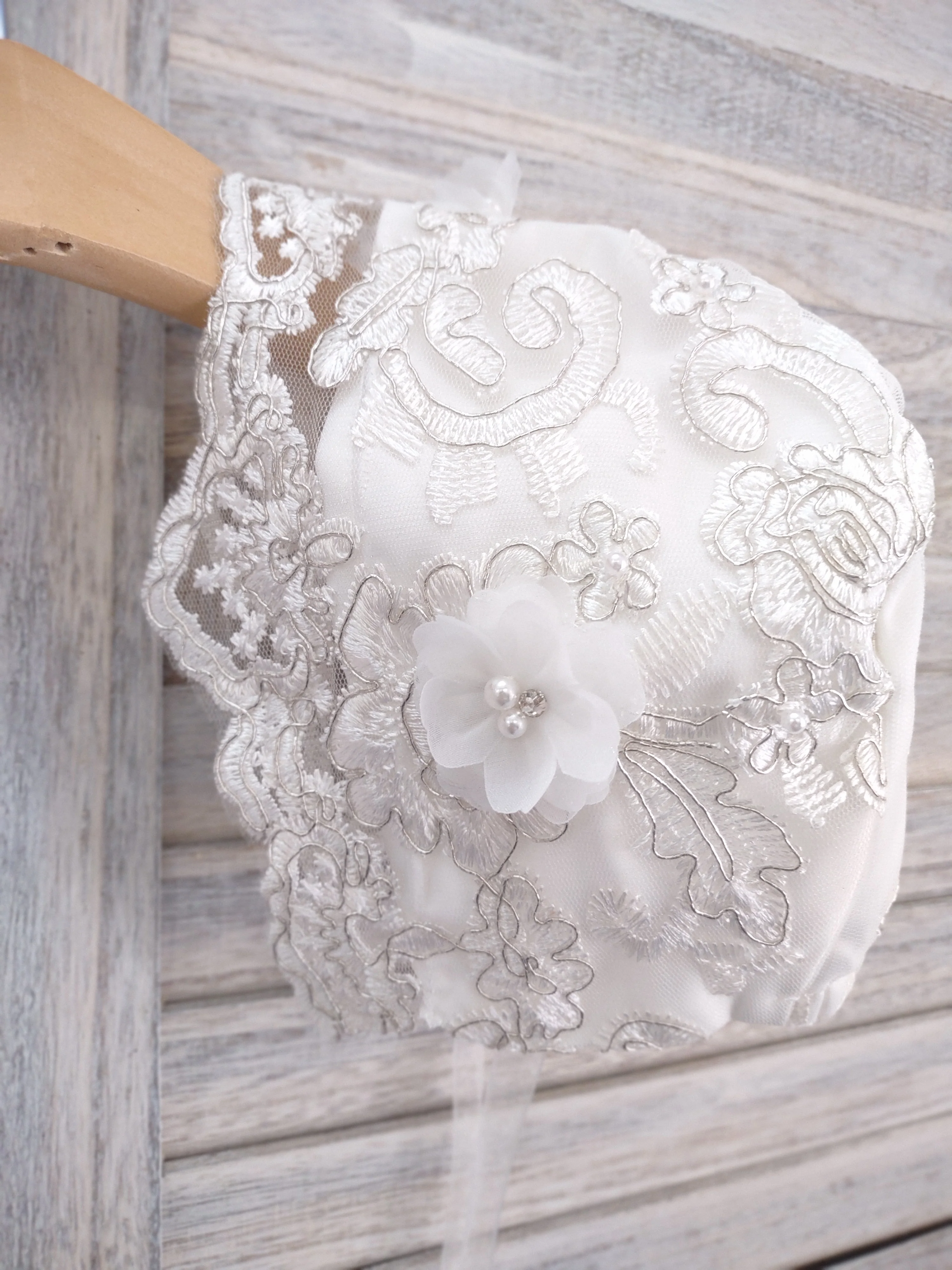 Princess Daliana Metallic Corded Lace Christening Gown with Flowers - 18135 - Image 8