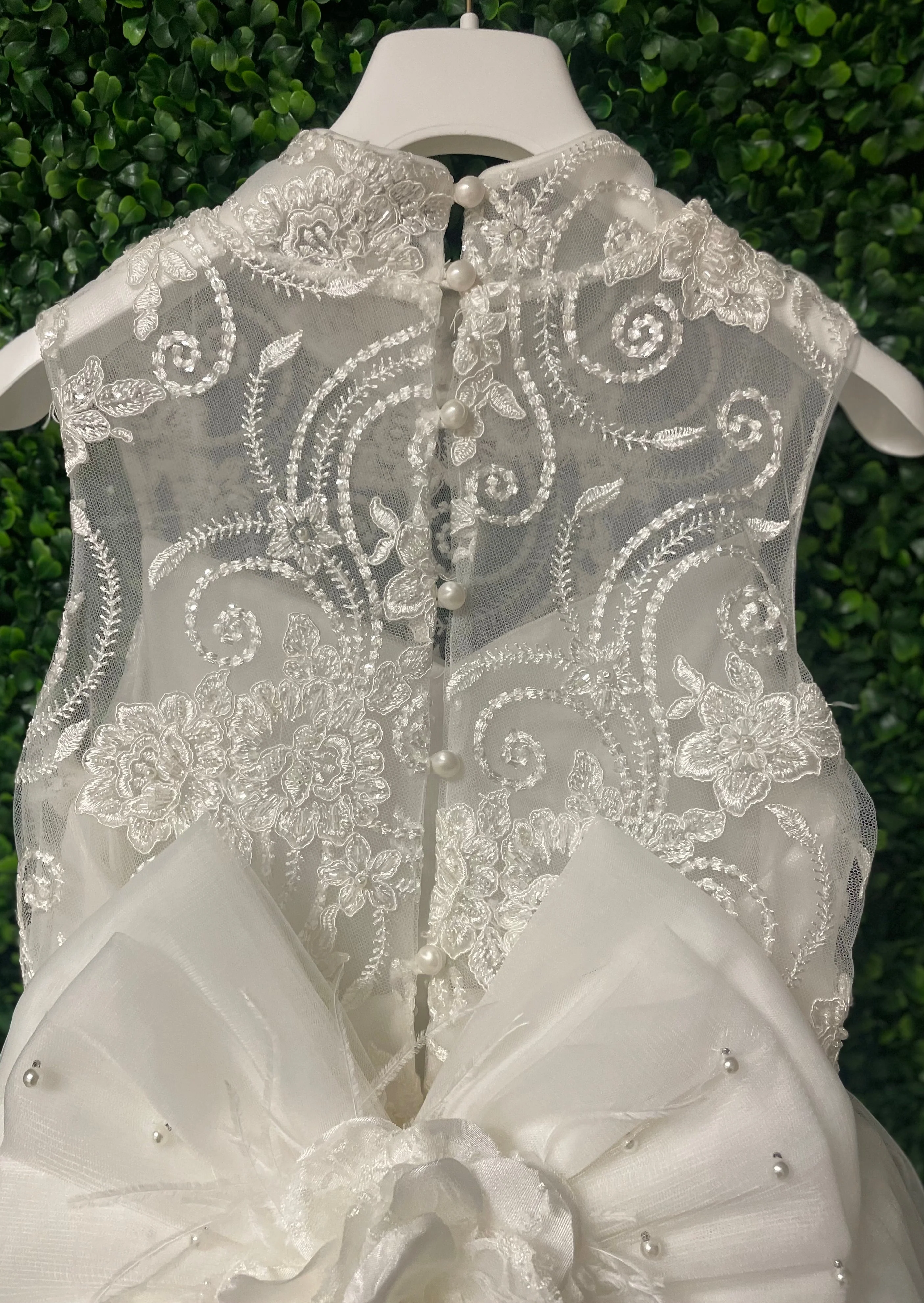 Dolce Bambini Off White Soft Tulle Long Gown with Halter Neck Sample Sale - Image 6