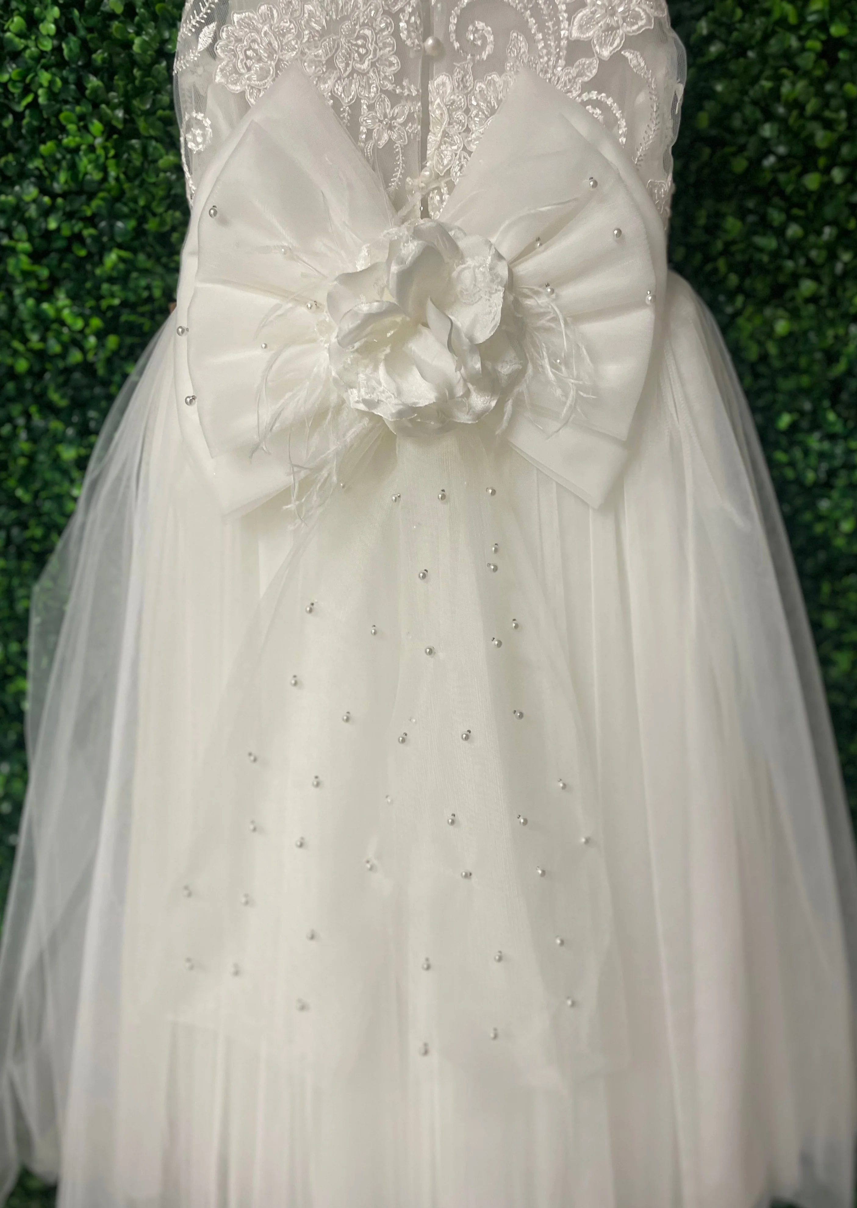 Dolce Bambini Off White Soft Tulle Long Gown with Halter Neck Sample Sale - Image 8