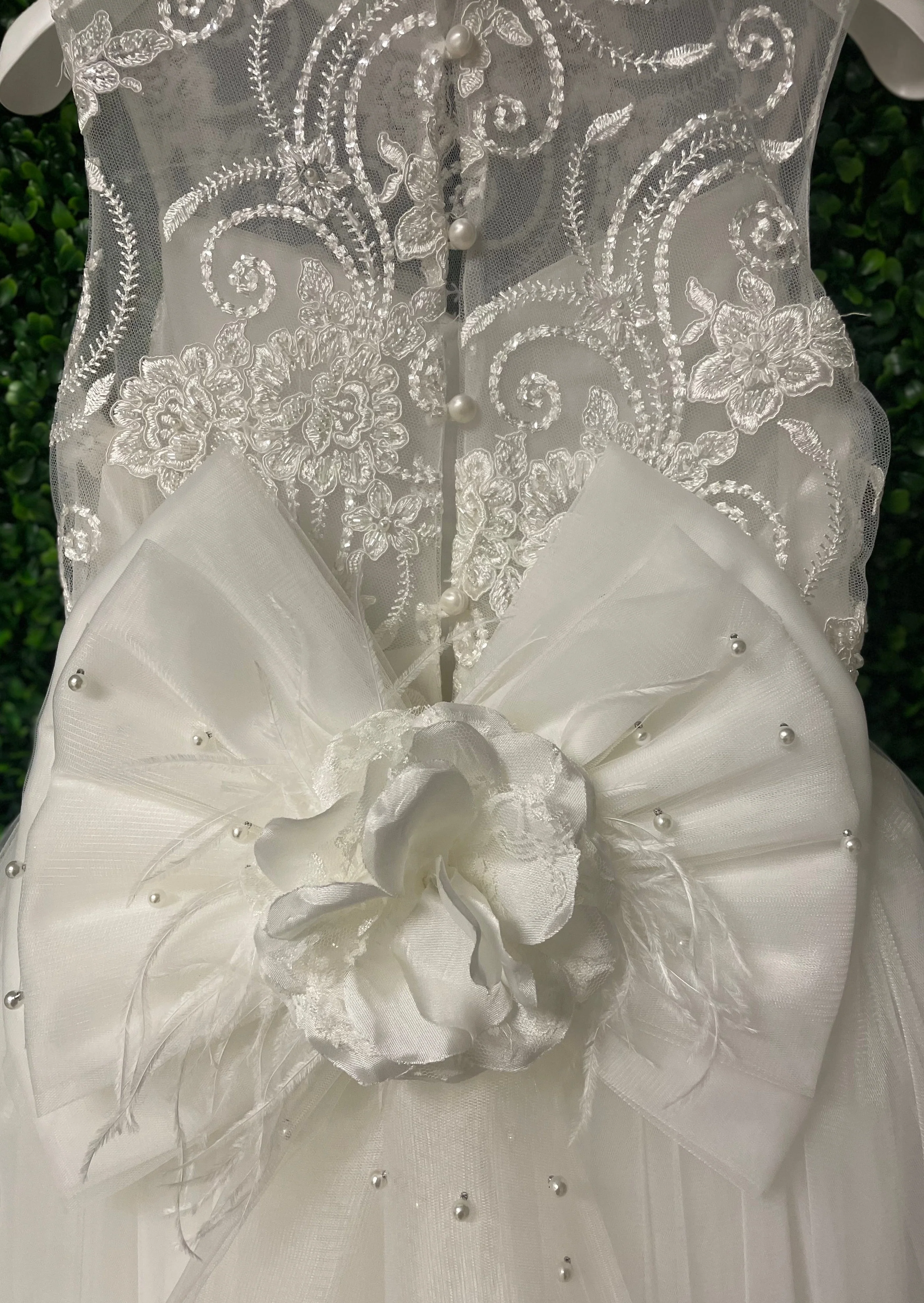 Dolce Bambini Off White Soft Tulle Long Gown with Halter Neck Sample Sale - Image 9