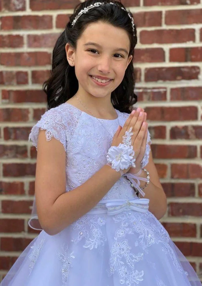 Sweetie Pie Extended Shoulder Lace Applique Gown - 4041 - Image 10