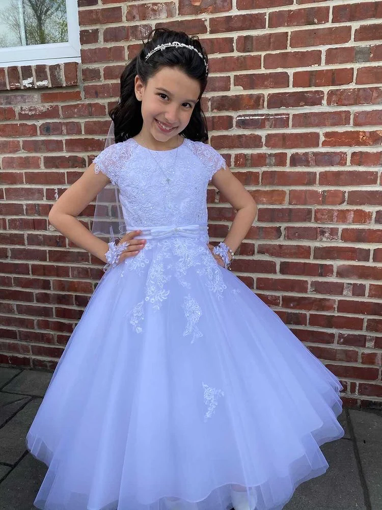 Sweetie Pie Extended Shoulder Lace Applique Gown - 4041 - Image 11