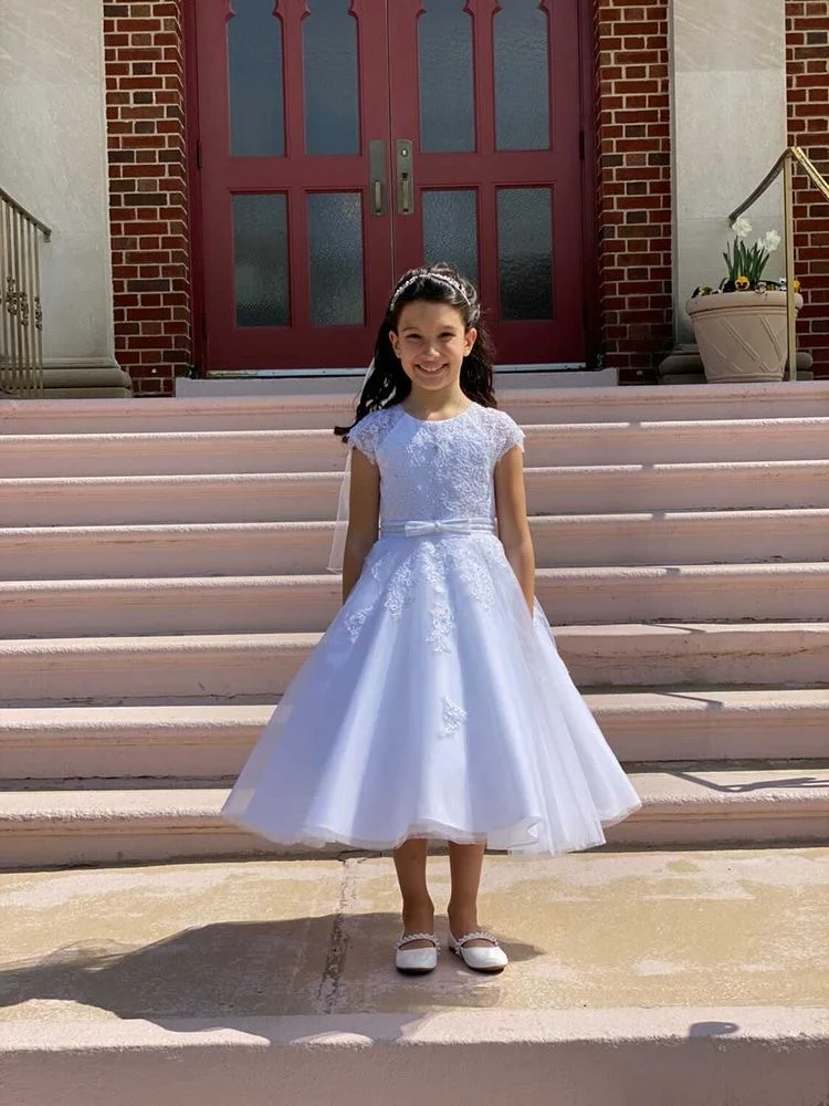 Sweetie Pie Extended Shoulder Lace Applique Gown - 4041 - Image 12