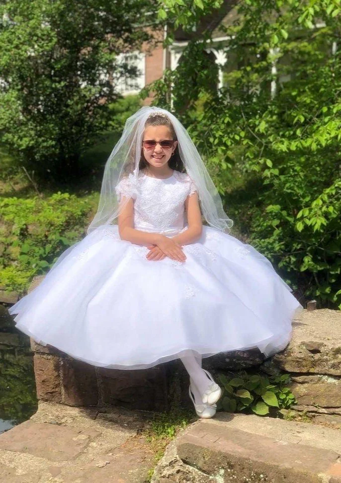 Sweetie Pie Extended Shoulder Lace Applique Gown - 4041 - Image 14