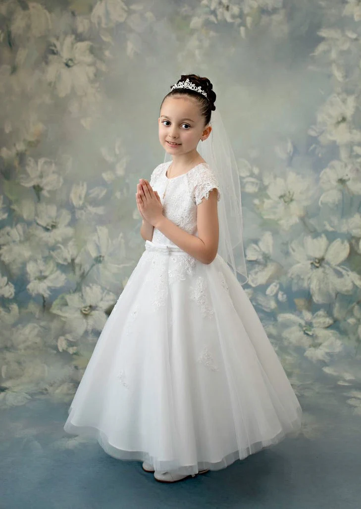 Sweetie Pie Extended Shoulder Lace Applique Gown - 4041 - Image 15