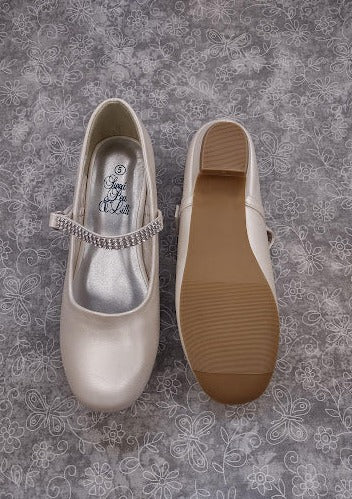 Swea Pea and Lilli Pearl Ivory MaryJane with Rhinestone Strap Girls Shoe (Mia) - Image 4