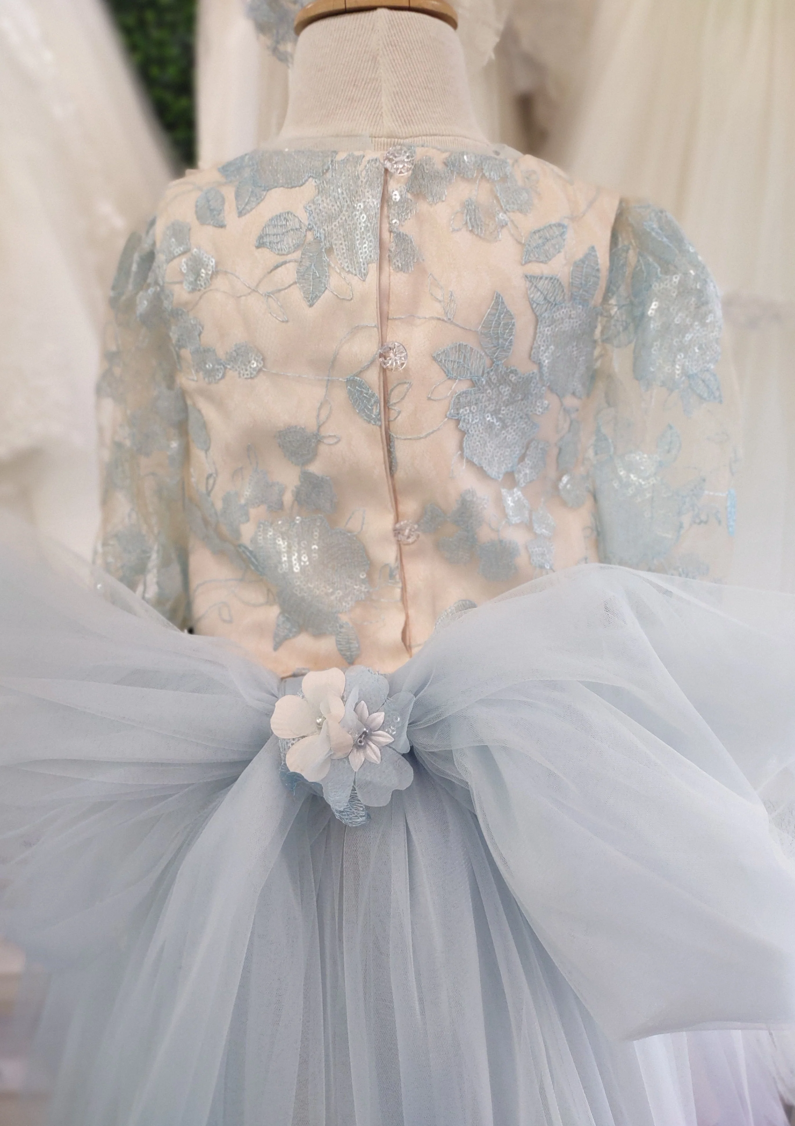 Beggi Girls’ 2 Piece Light Blue and Ivory Lace and Tulle Special Occasion Party Dress 2410 - Image 4