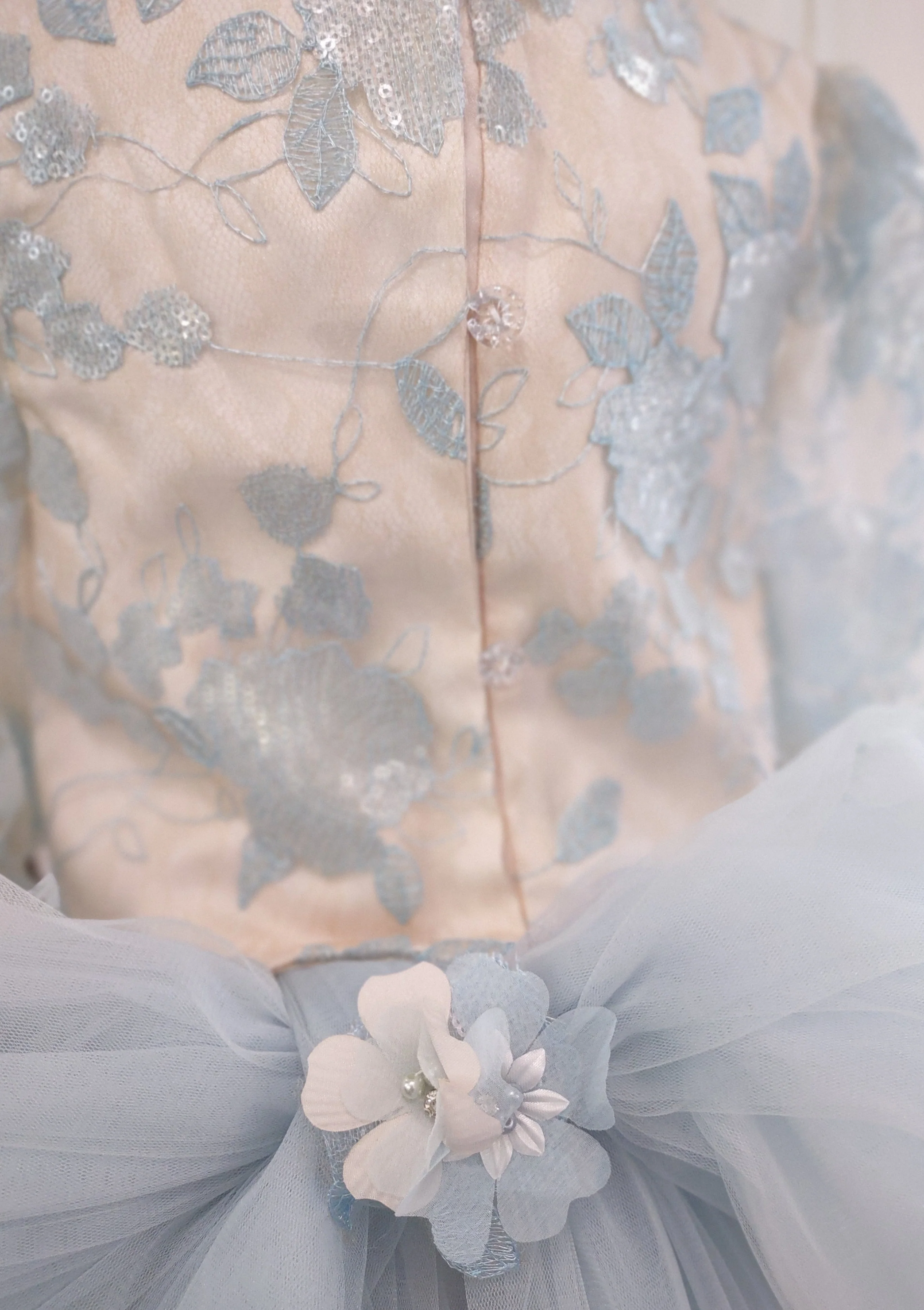 Beggi Girls’ 2 Piece Light Blue and Ivory Lace and Tulle Special Occasion Party Dress 2410 - Image 5