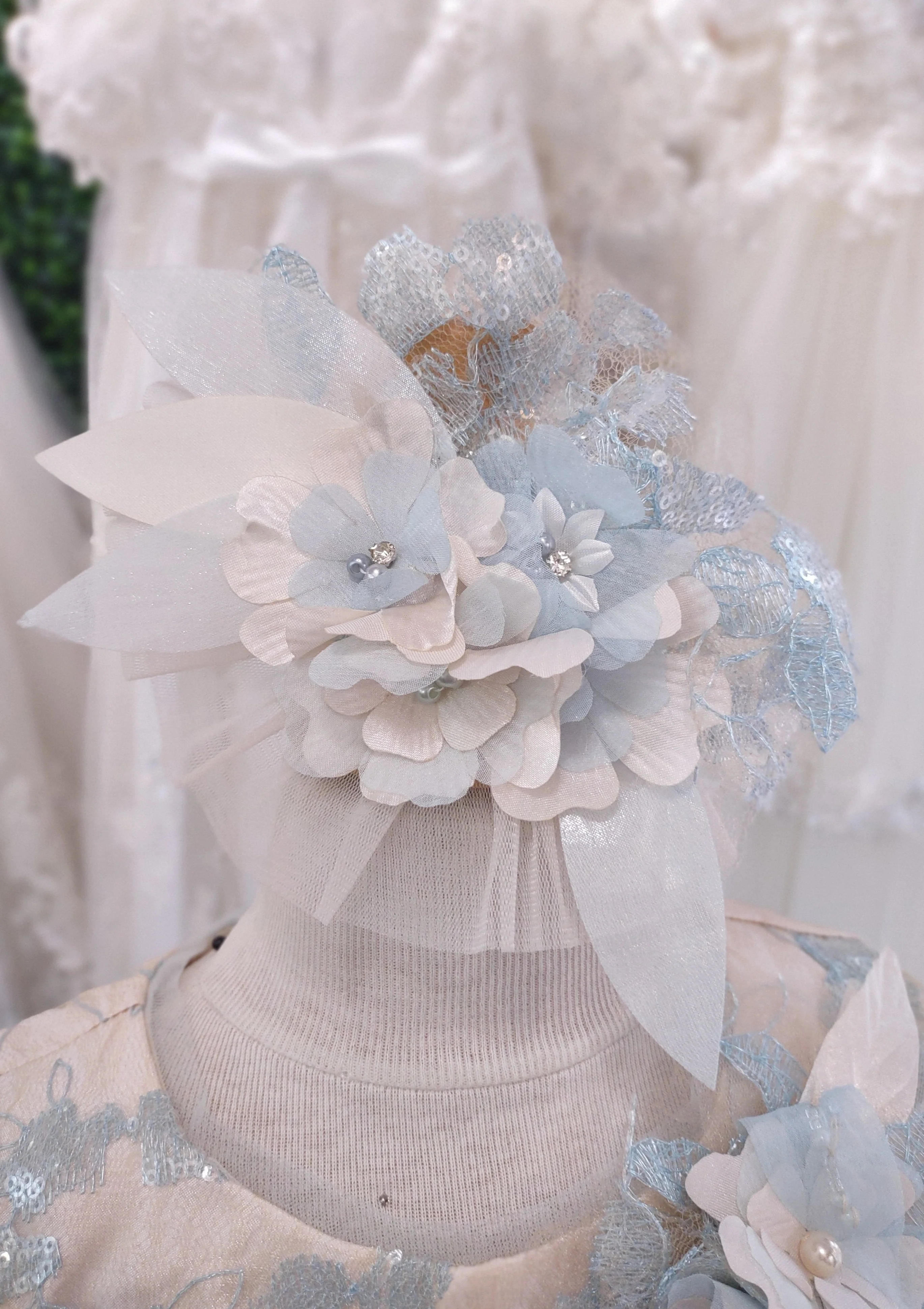 Beggi Girls’ 2 Piece Light Blue and Ivory Lace and Tulle Special Occasion Party Dress 2410 - Image 6