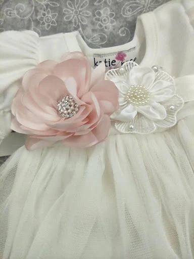 Infant Girls’ One Piece Ivory and Rose Outfit - Image 3