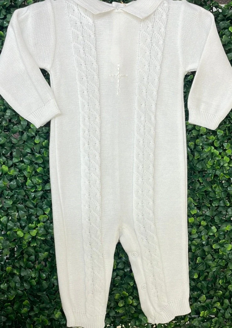 Boys Knit Cotton Christening Changing Outfit - Image 6