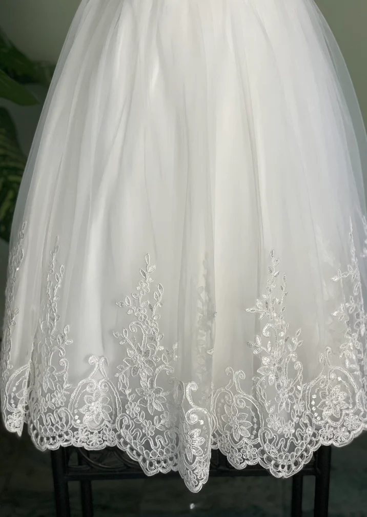 Lace and Tulle Flower Girl Dress with Sheer Yoke - Image 4