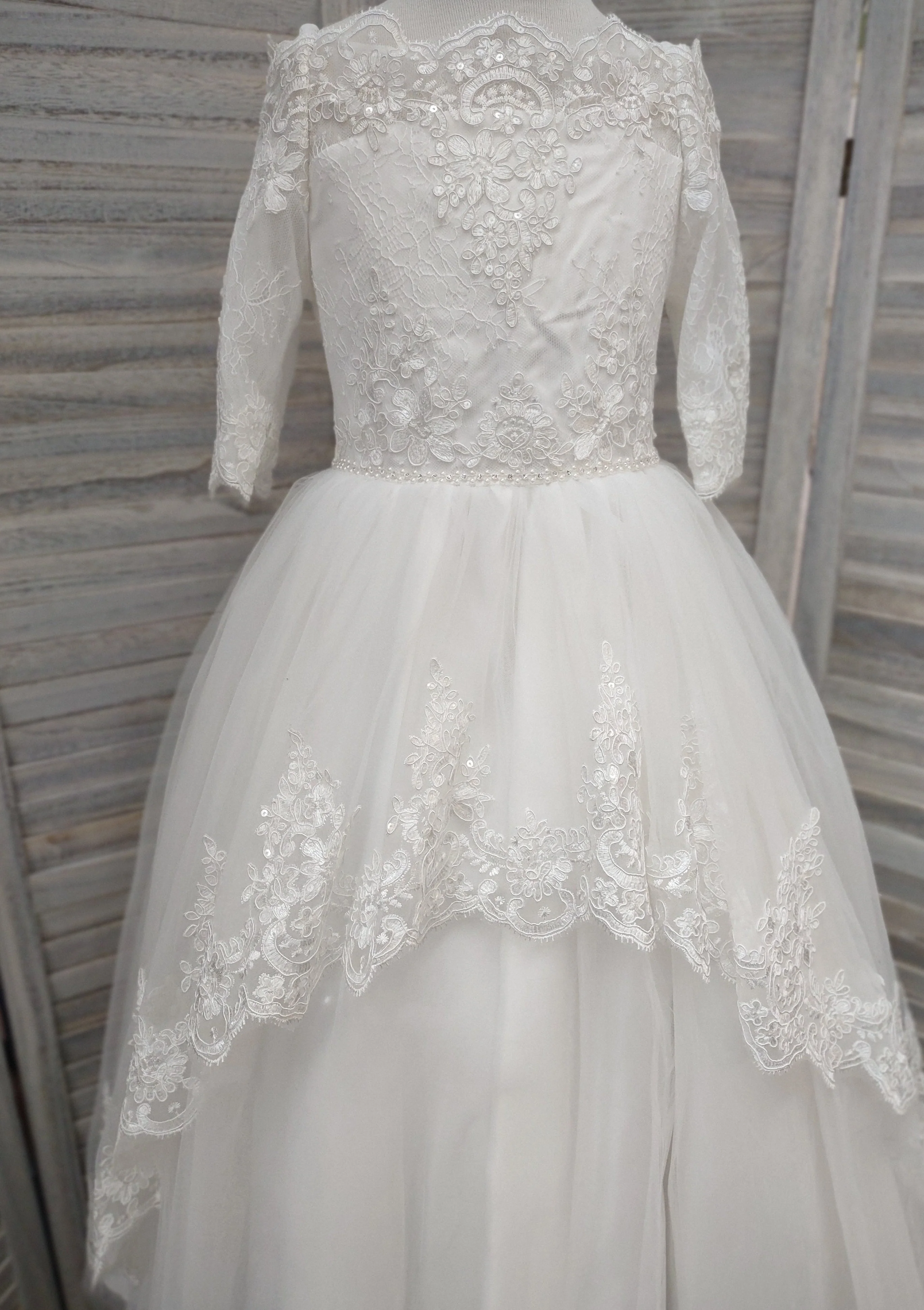 Sara's Exclusive Lace Off Shoulder Ballerina Sleeve Dress 5773 - Image 3