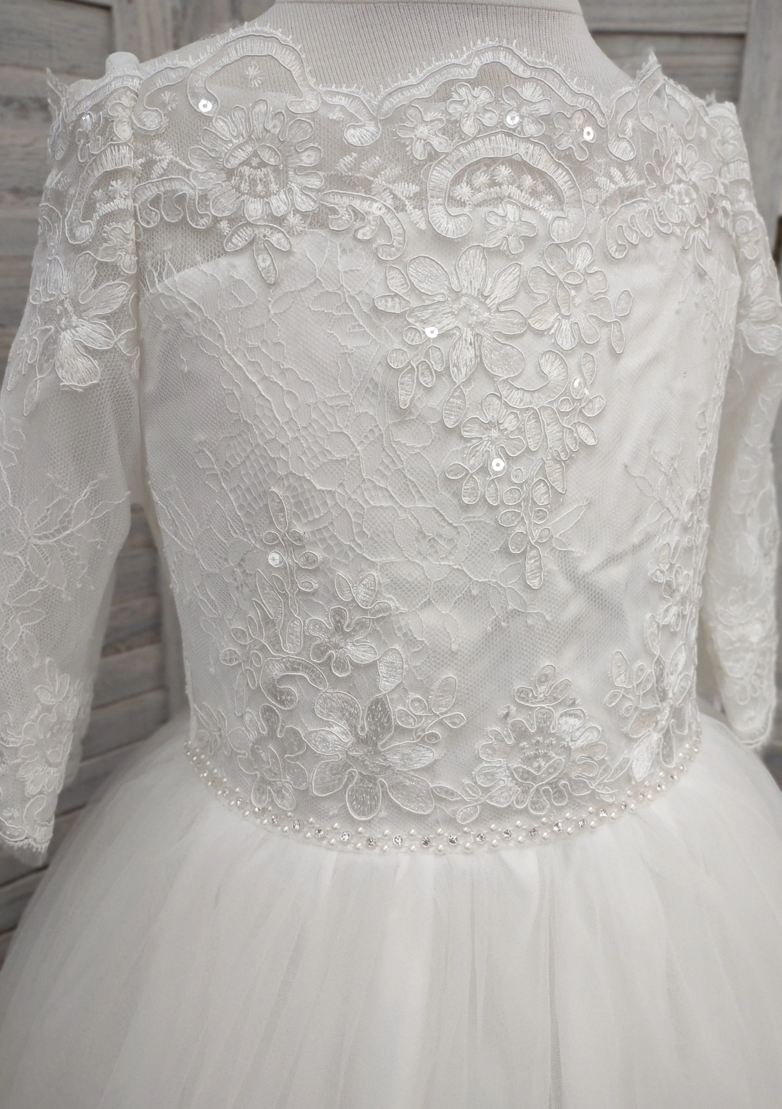 Sara's Exclusive Lace Off Shoulder Ballerina Sleeve Dress 5773 - Image 4