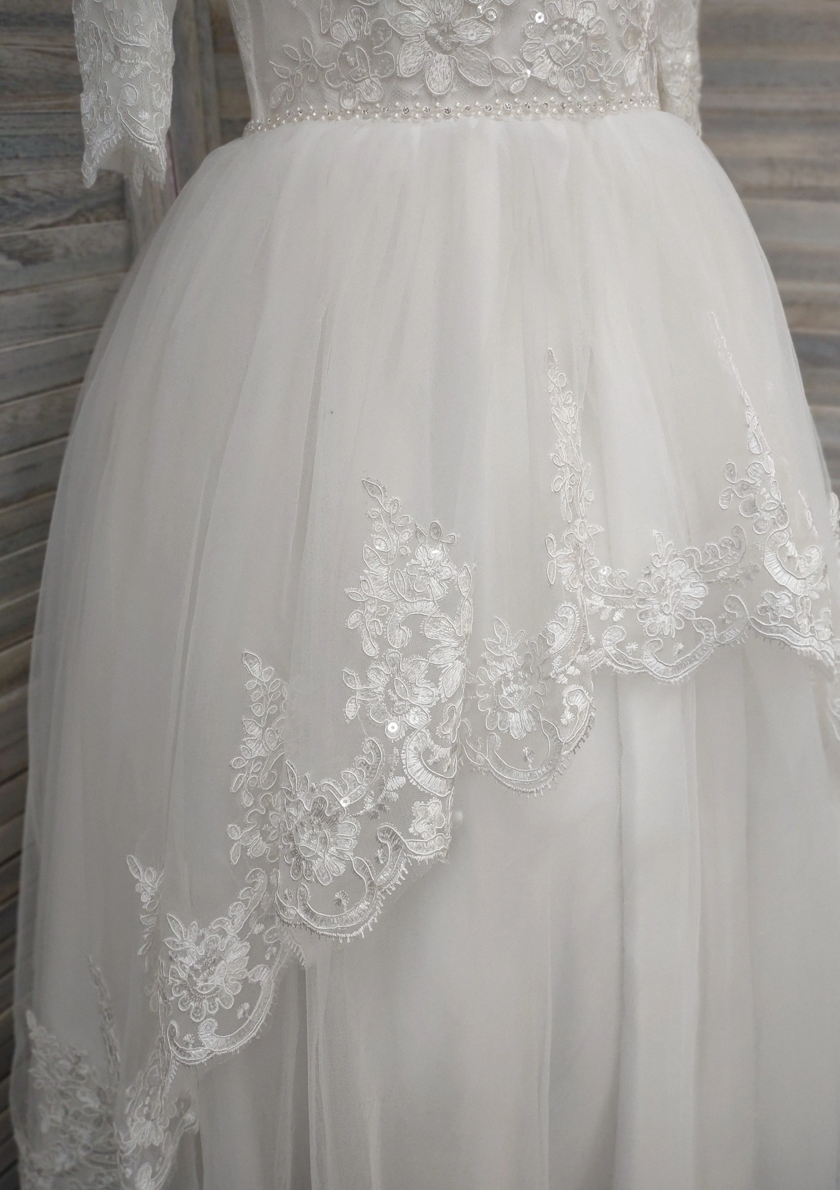 Sara's Exclusive Lace Off Shoulder Ballerina Sleeve Dress 5773 - Image 5