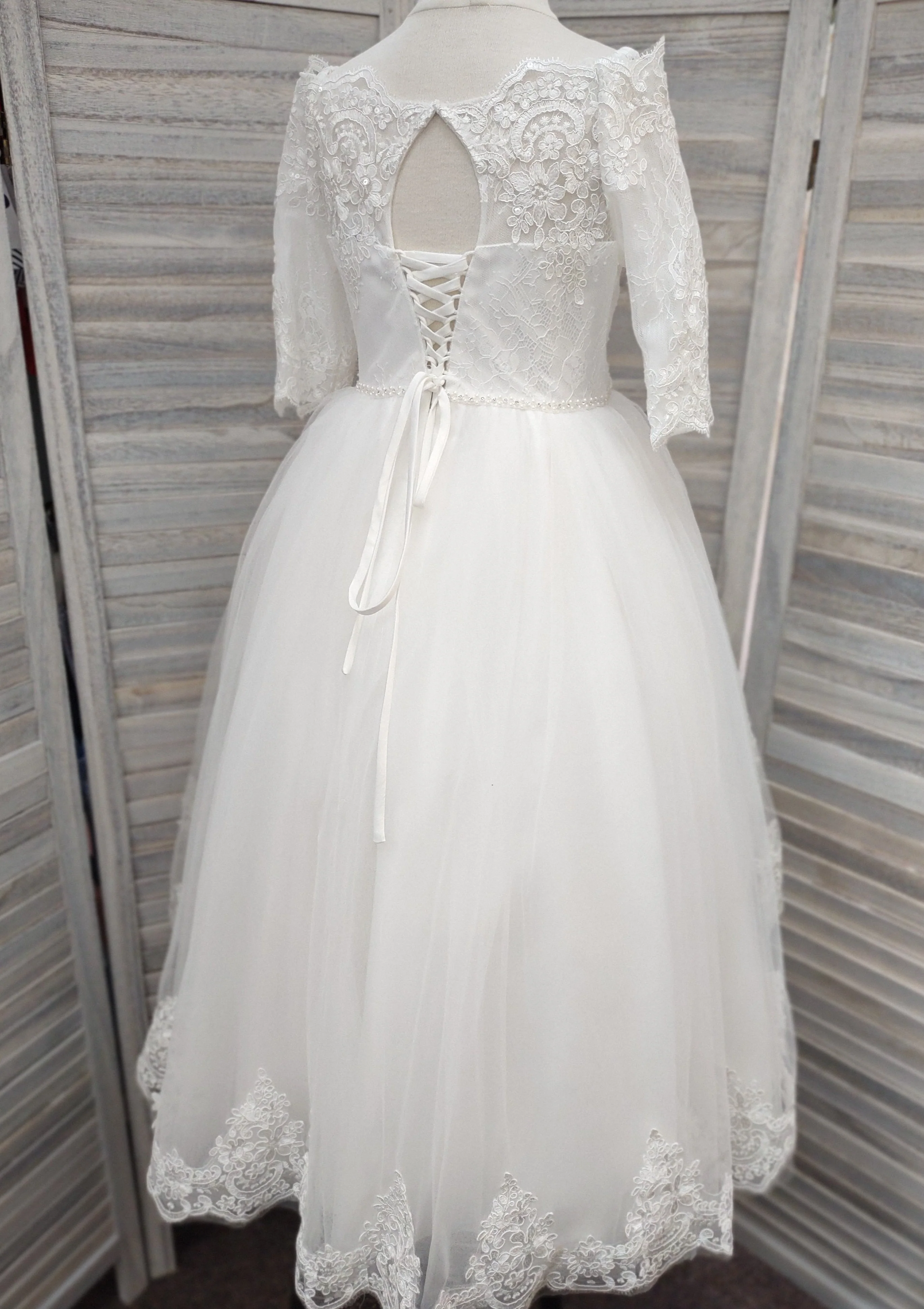 Sara's Exclusive Lace Off Shoulder Ballerina Sleeve Dress 5773 - Image 6