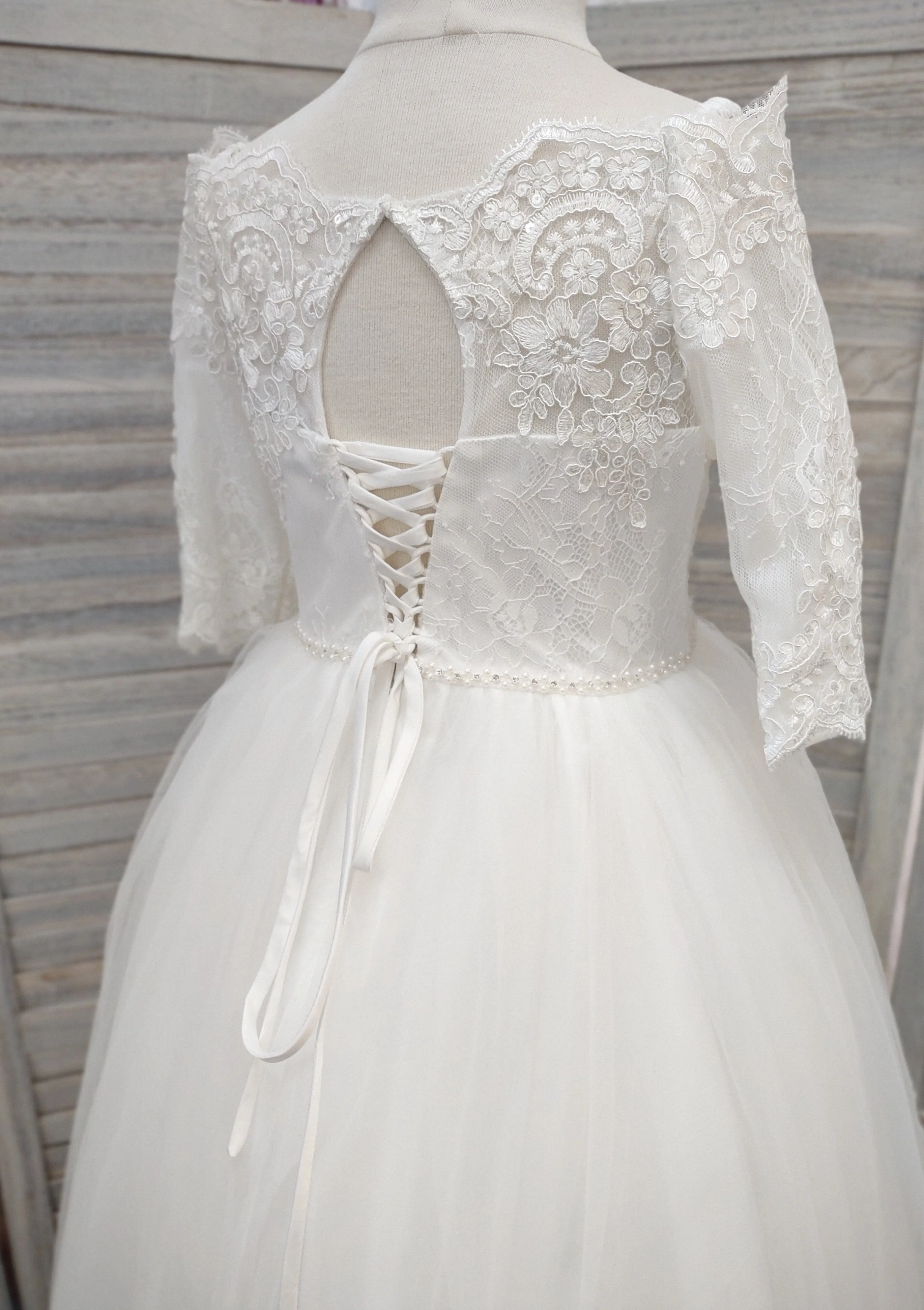 Sara's Exclusive Lace Off Shoulder Ballerina Sleeve Dress 5773 - Image 7