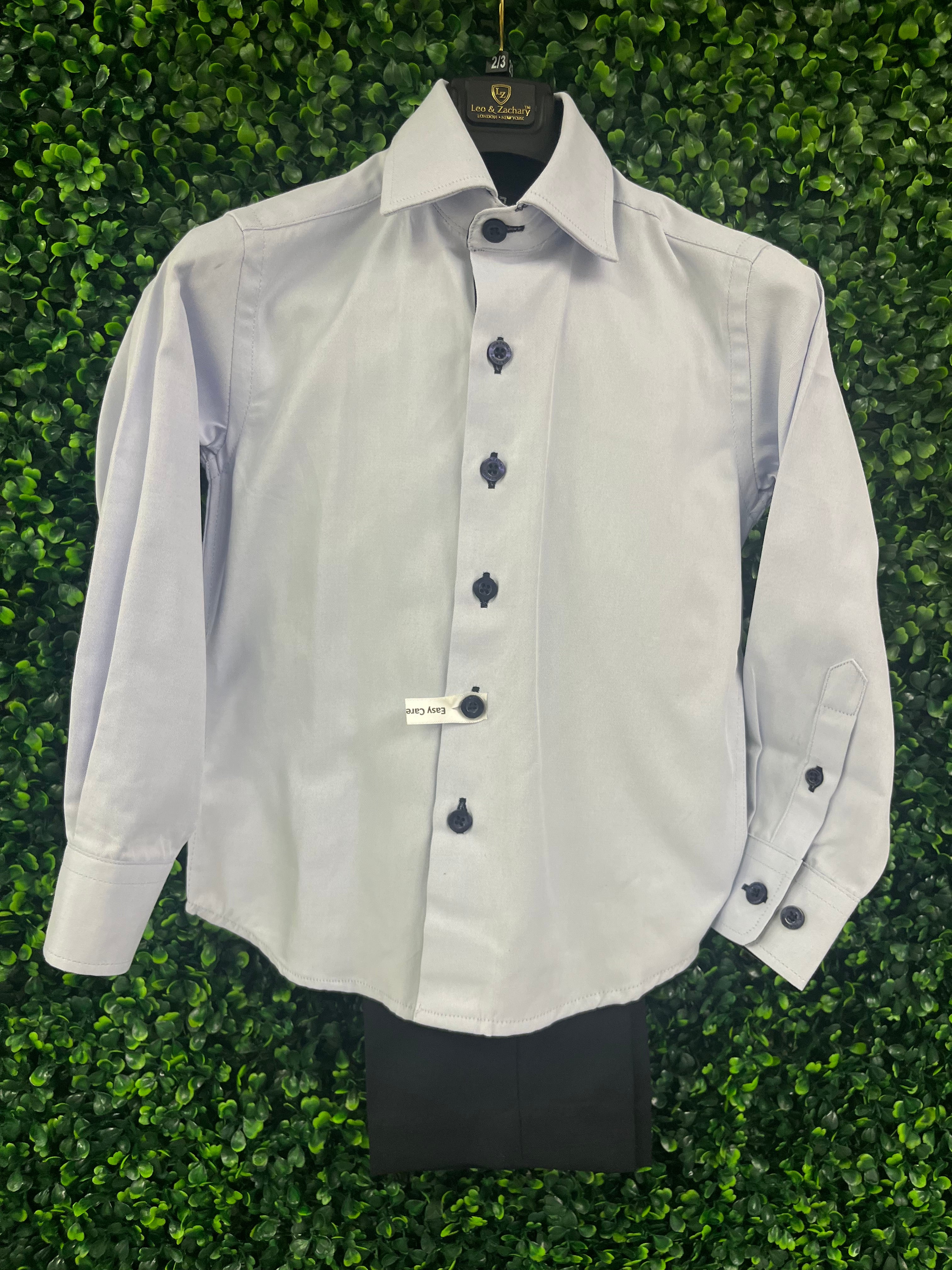 Leo & Zachary Boys Blue and Grey Plaid 3 Piece Suit 5451 - Image 5