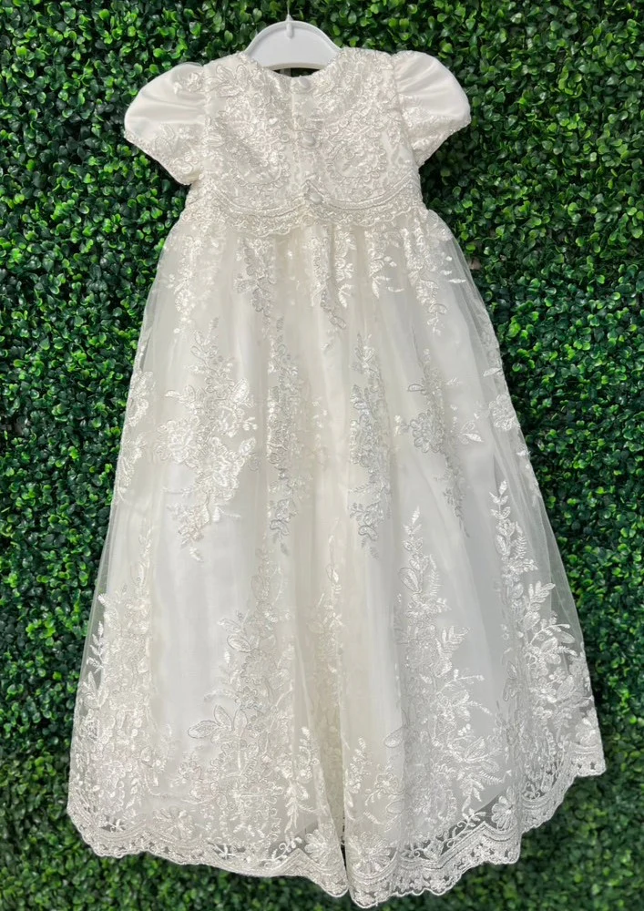 Princess Daliana Metallic Corded Lace Christening Gown - 18137 - Image 5