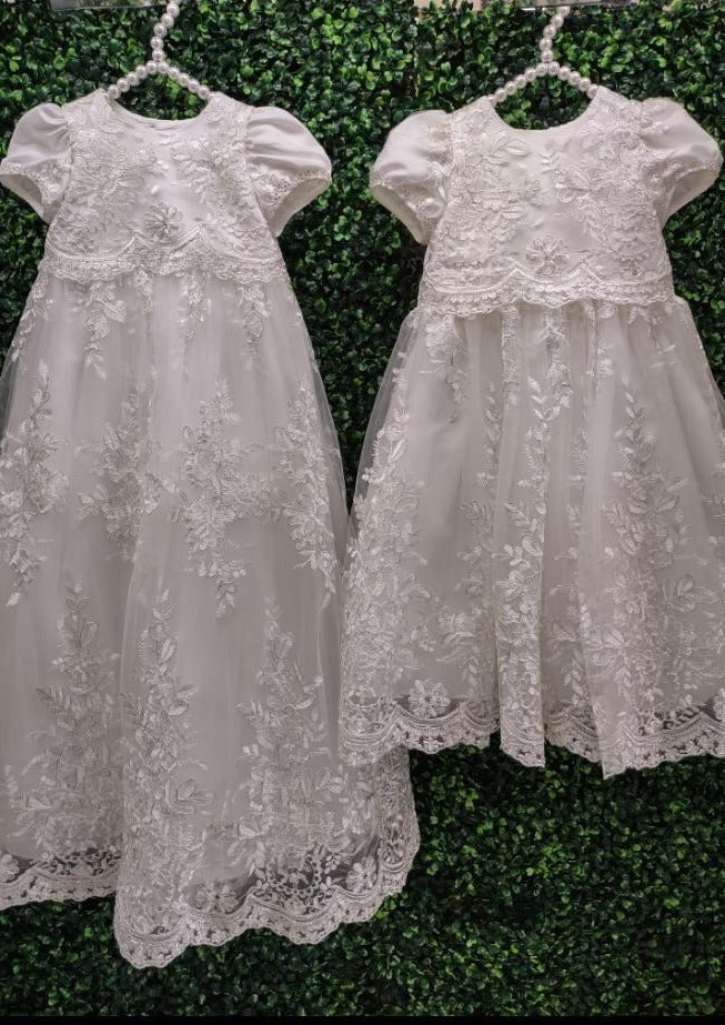 Princess Daliana Metallic Corded Lace Christening Gown - 18137 - Image 6