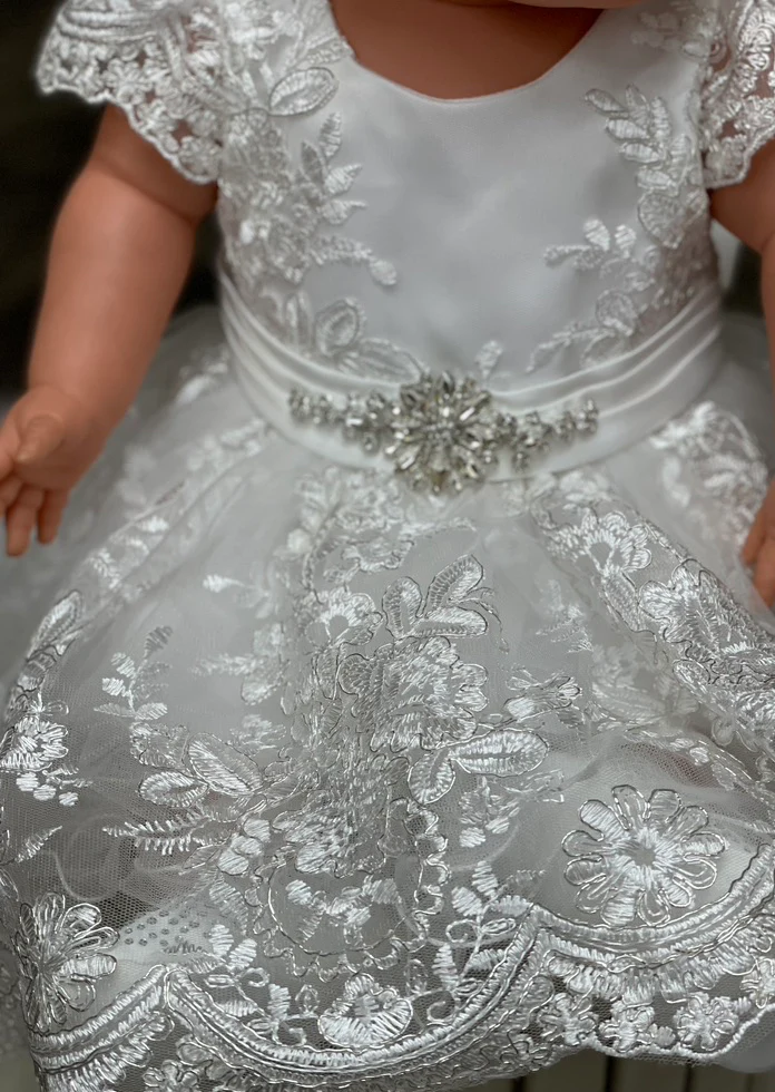 Princess Daliana Metallic Lace High Low Dress with Train - 1059 - Image 9