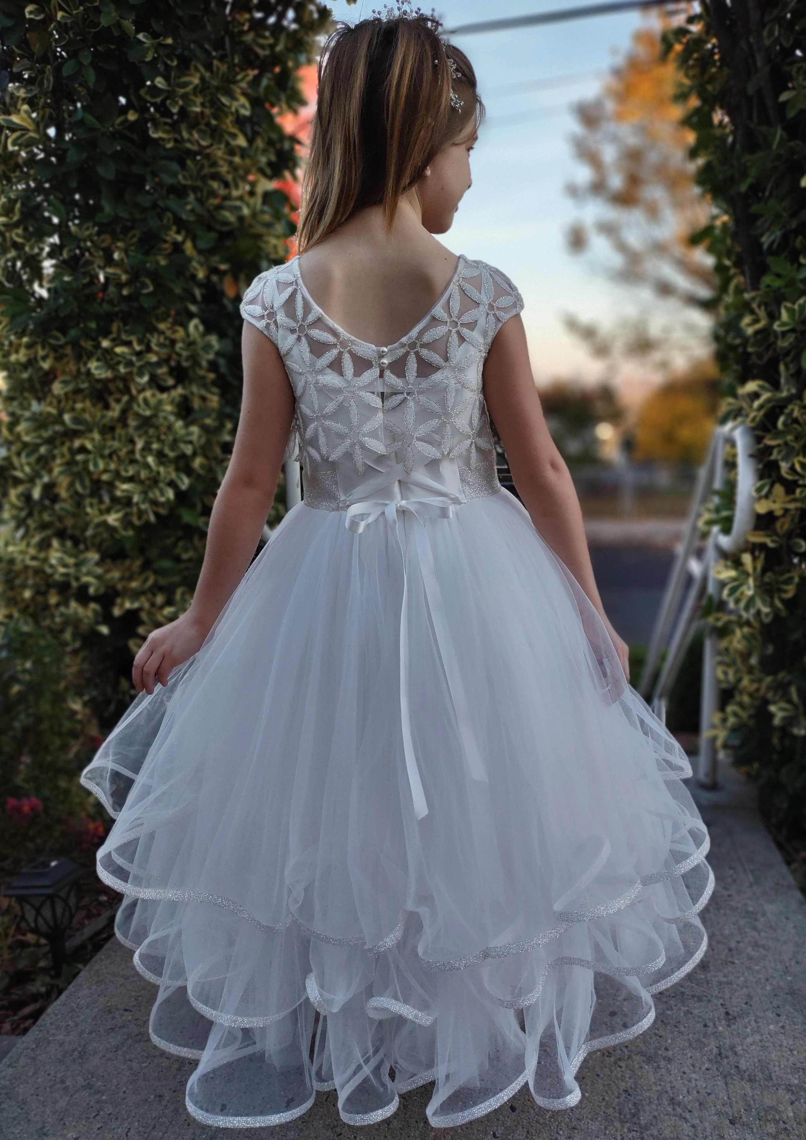 Michelina Bimbi Satin and Tulle Communion Dress with Coverlet J3009 - Image 11