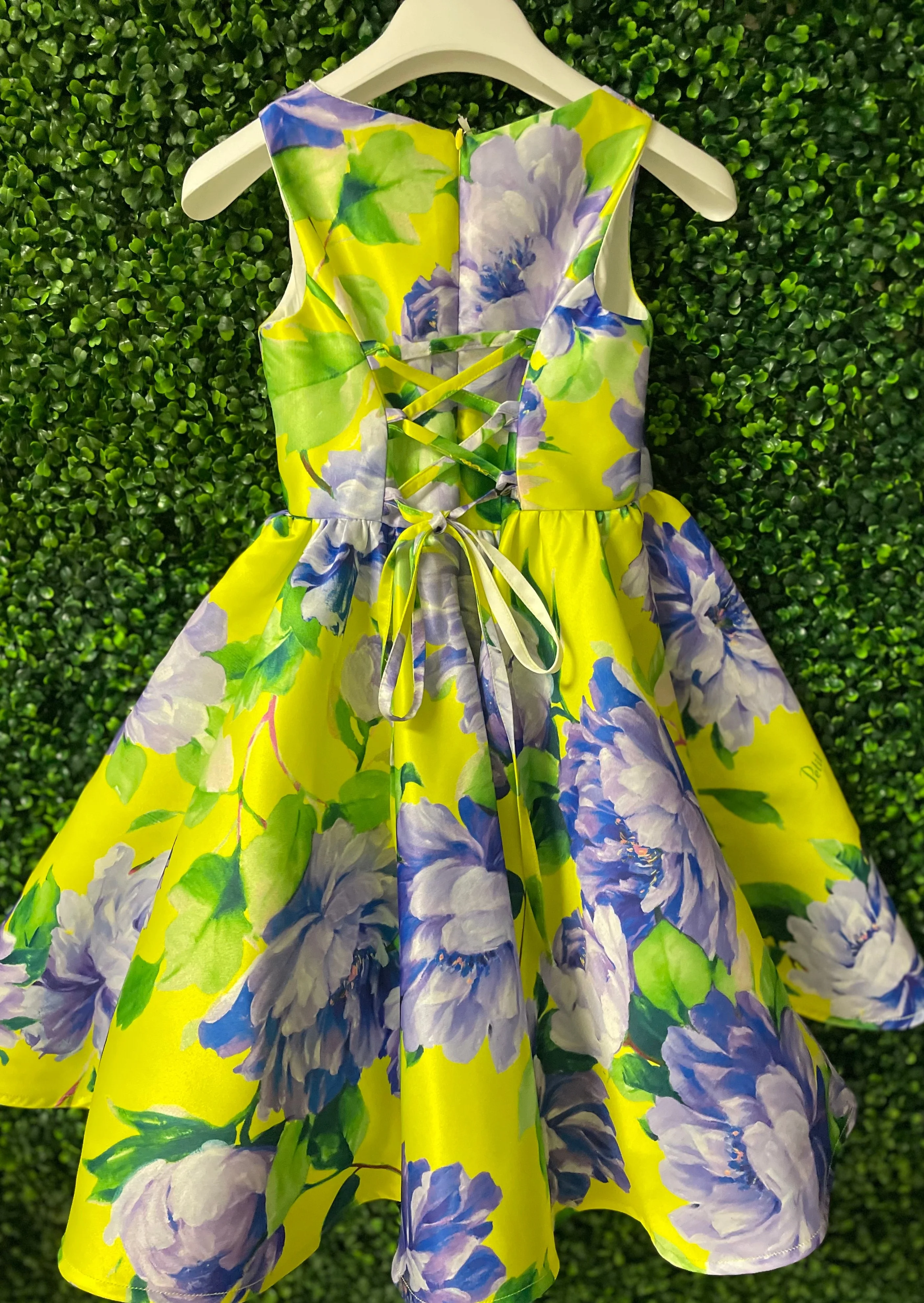 Sara's Exclusive! Michelina Bimbi Yellow and Lavender Floral Party Dress Made In Italy - Image 4