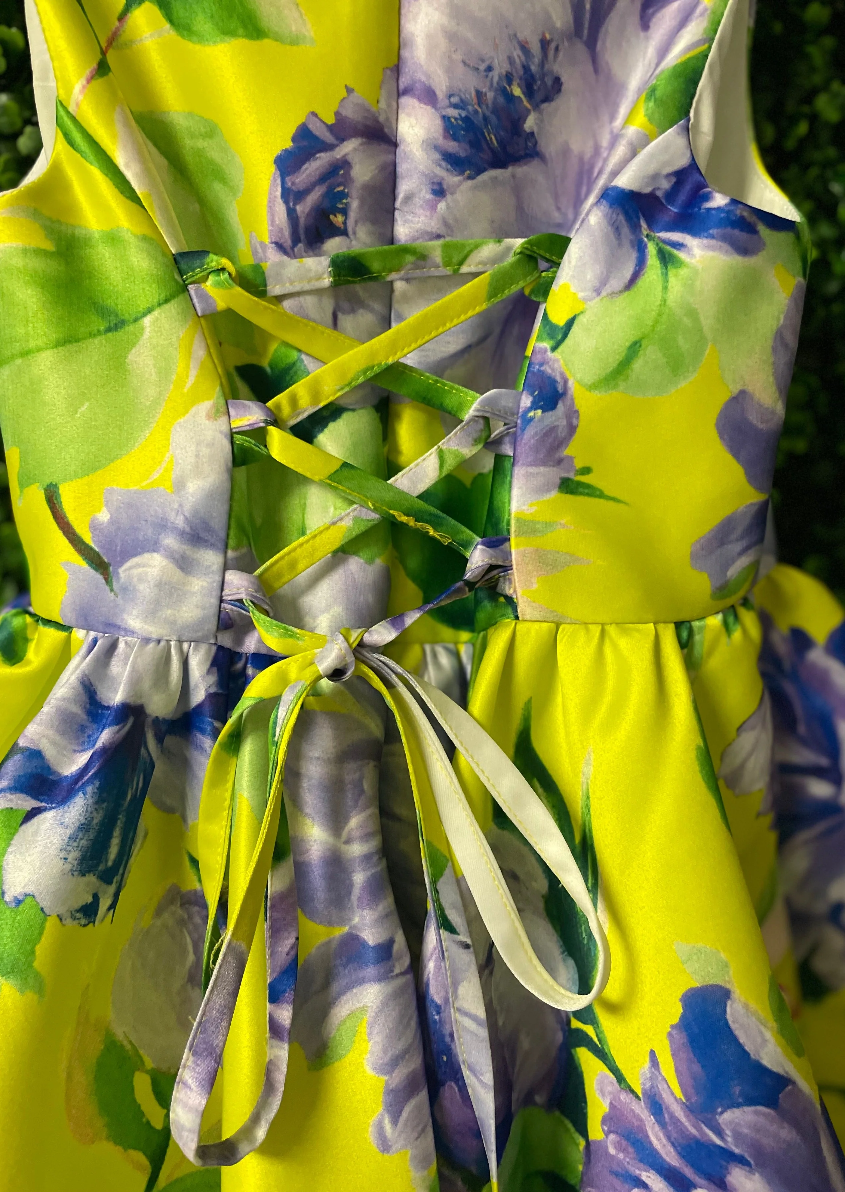 Sara's Exclusive! Michelina Bimbi Yellow and Lavender Floral Party Dress Made In Italy - Image 5